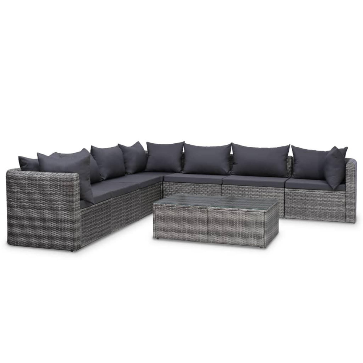 VIDAXL Salon de jardin 8 pcs avec coussins Resine tressee Gris