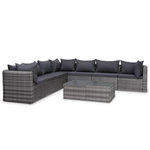 VIDAXL Salon de jardin 8 pcs avec coussins Resine tressee Gris