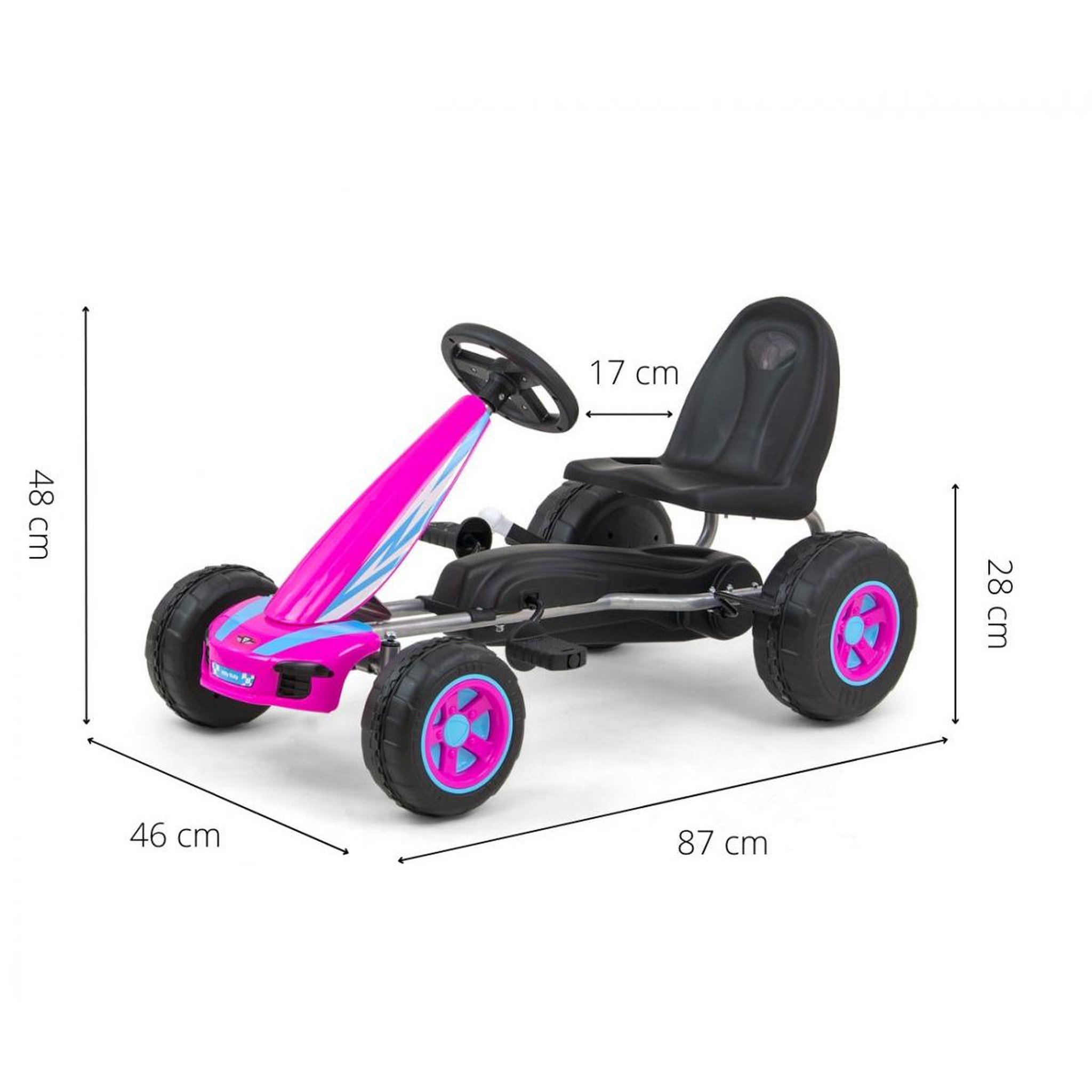 Voir la diapositive 4 : MILLY MALLY Kart à Pédales VIPER - Rose - Le Kart Sportif Idéal pour les Petits Pilotes