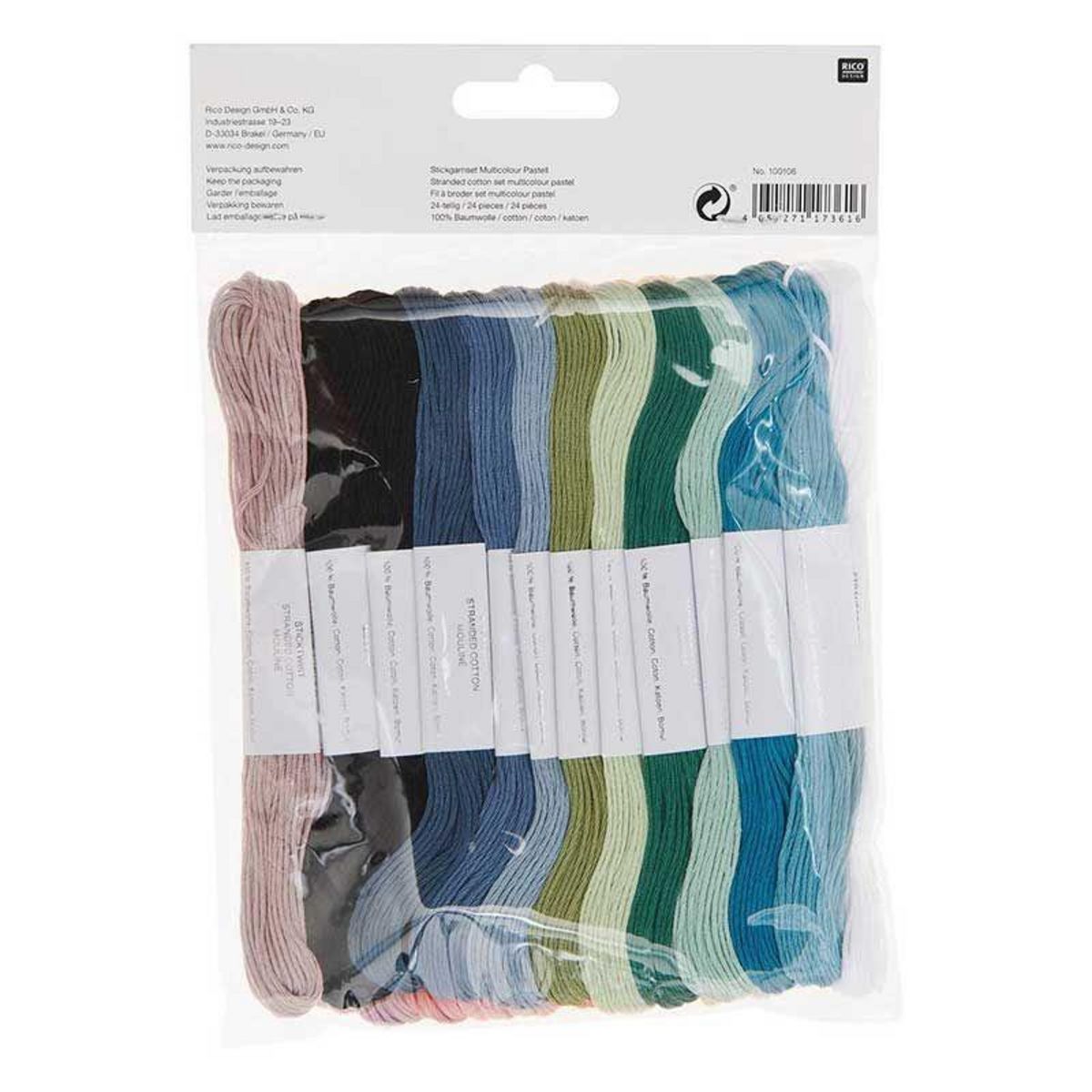 RICO DESIGN 24 fils à broder en coton - Pastel