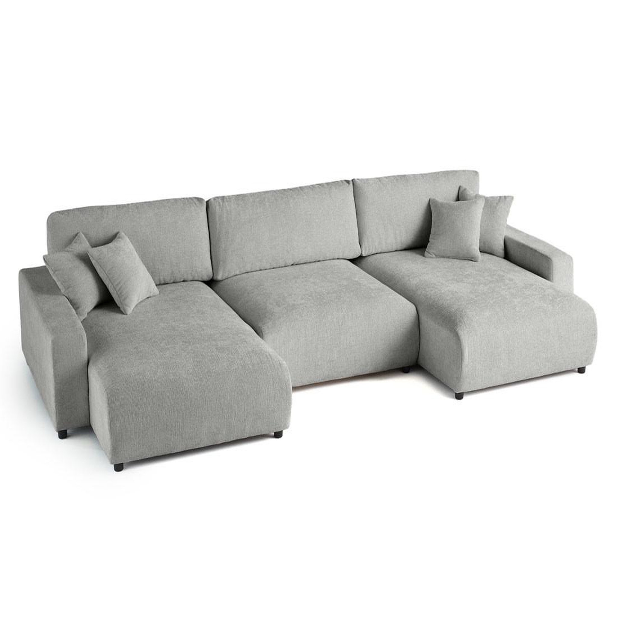 Voir la diapositive 2 : BEST MOBILIER Pivoine - canapé panoramique en u - 7 places - convertible avec coffre - en velours texturé