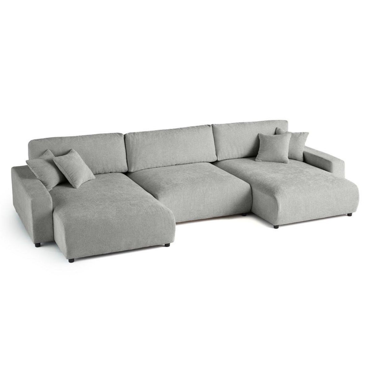 LISA DESIGN Pivoine - canapé panoramique en u - 7 places - convertible avec coffre - en velours texturé