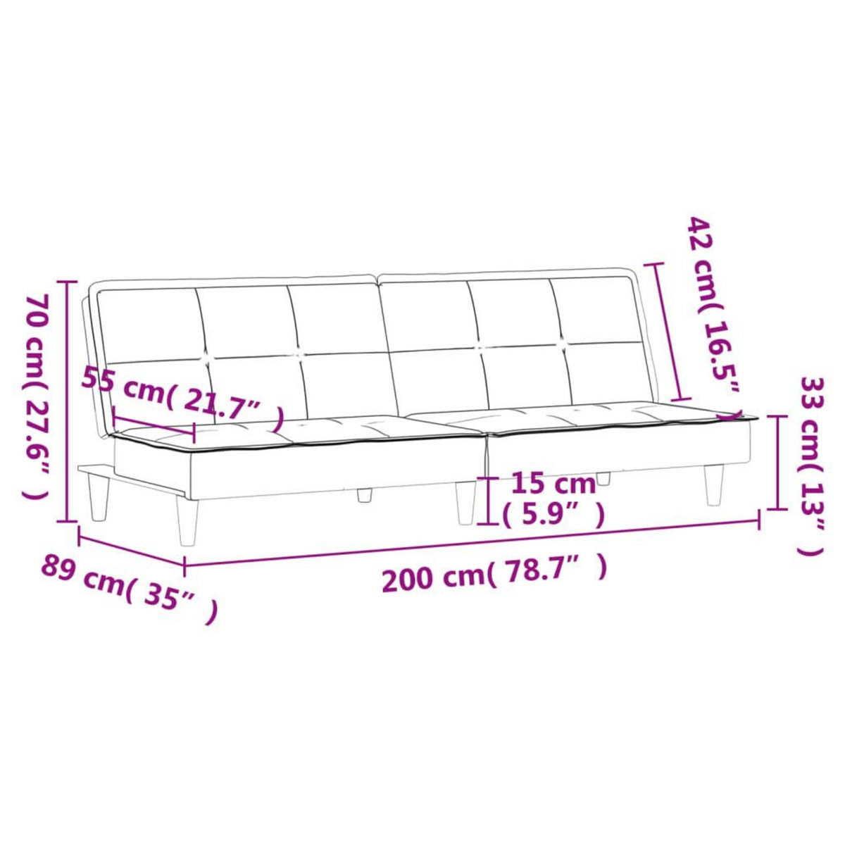 VIDAXL Canape-lit creme tissu
