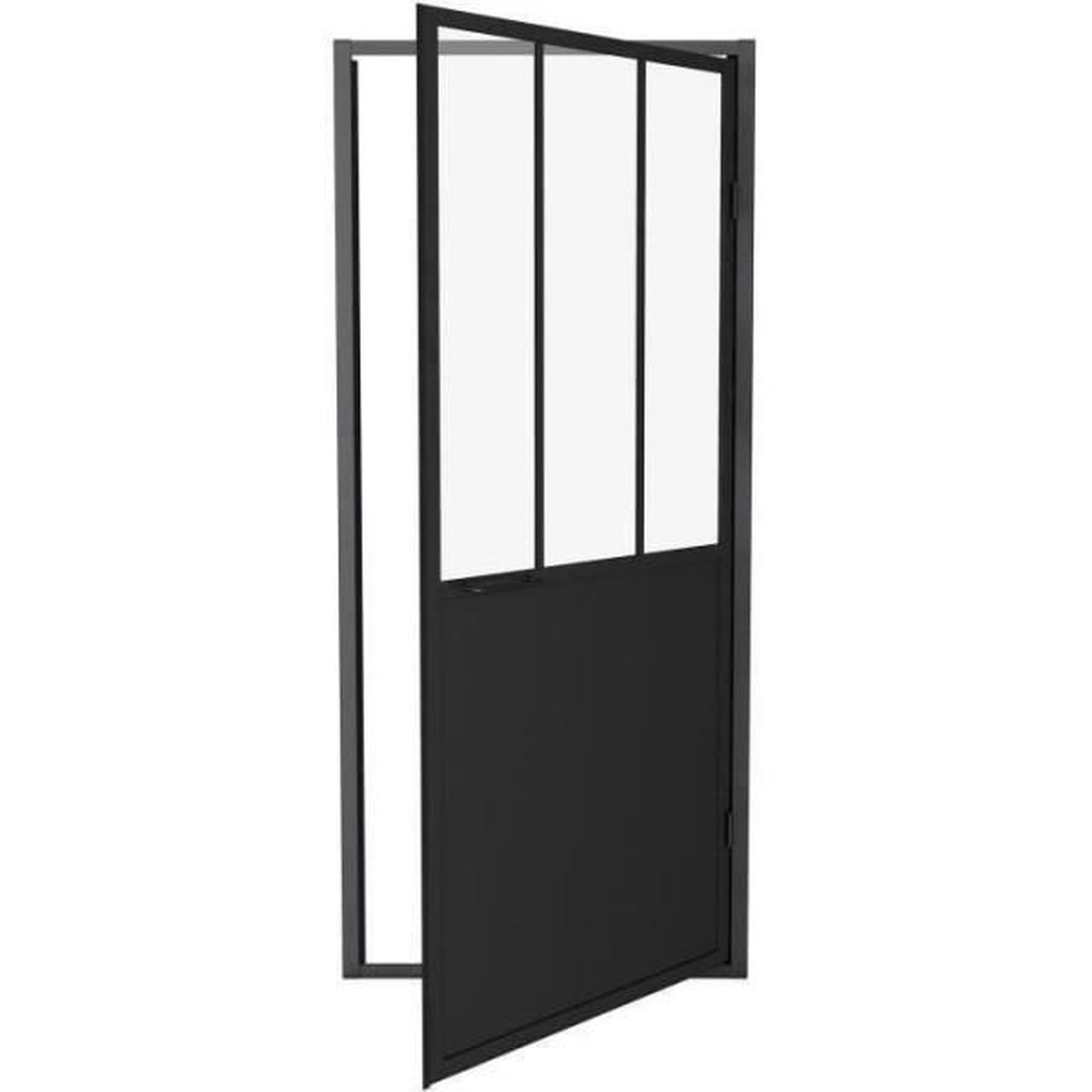 MARKET24 Porte de douche pivotante 90x200 - Style industriel - Verre transparent - Noir mat - Aluminium - Réversible