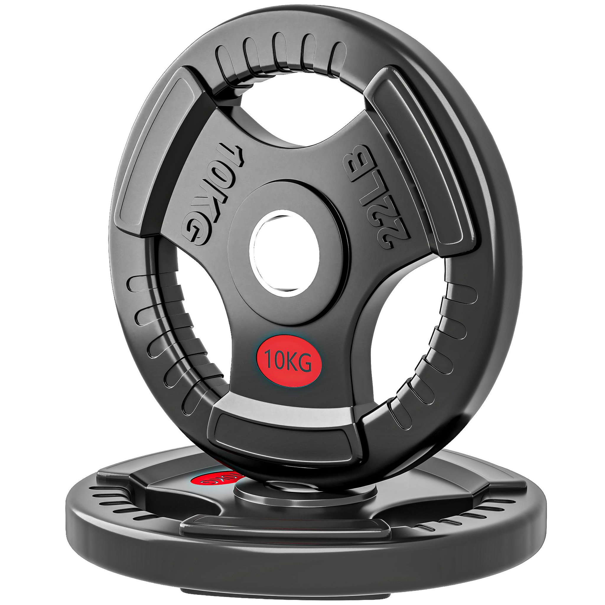 Voir la diapositive 5 : HOMCOM Disques de musculation - lot de 2 disques - total 20 kg - dia. Intérieur 50 mm - métal pvc noir