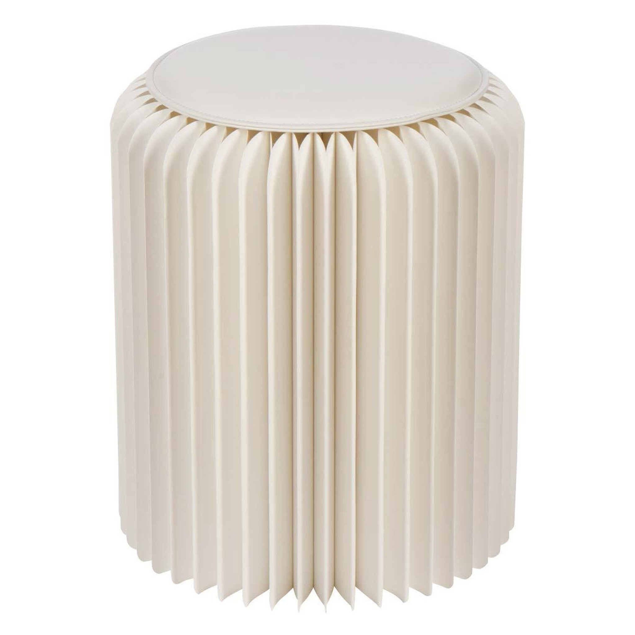 J-LINE Pouf pliable en papier  lily  42cm blanc cassé