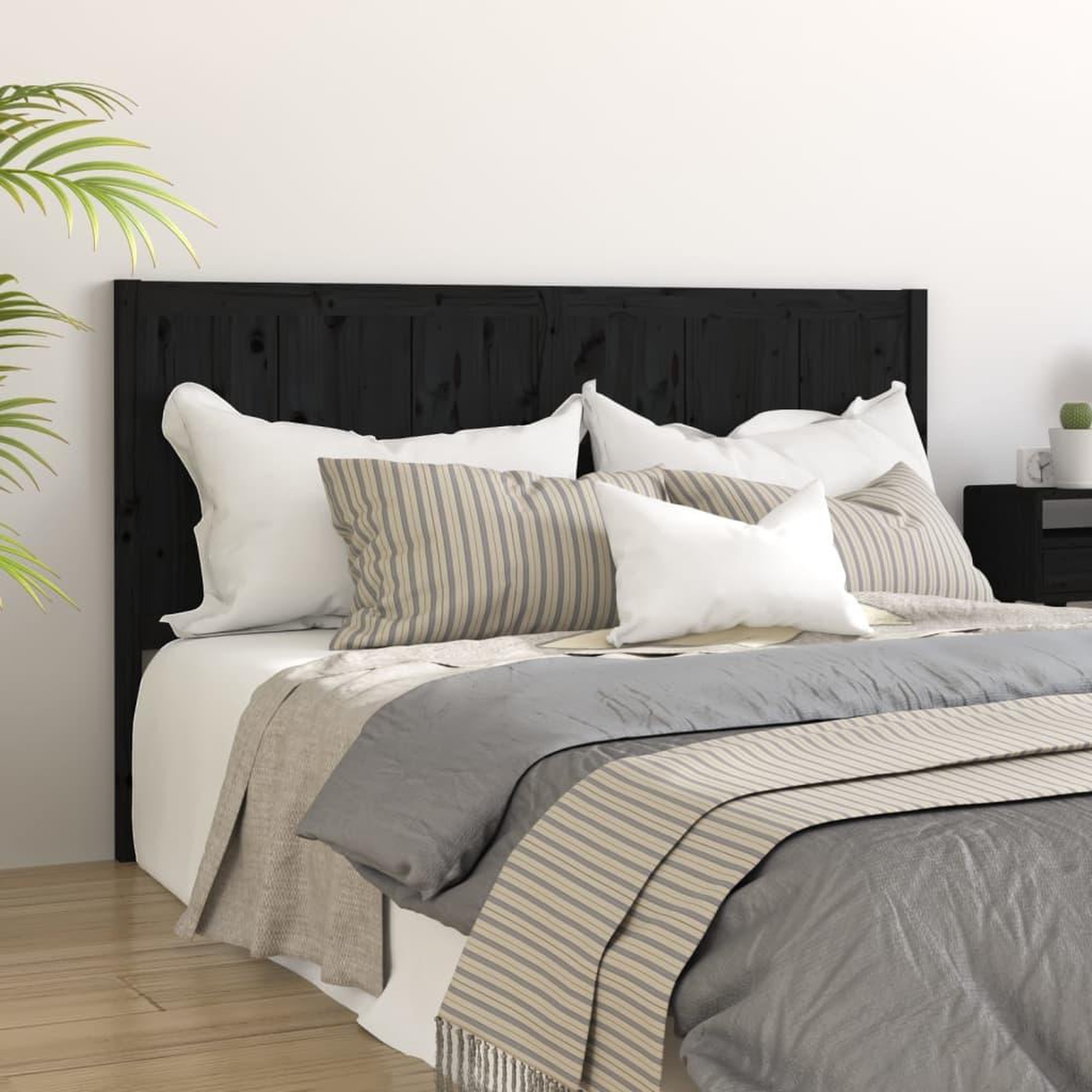 Voir la diapositive 1 : VIDAXL Tete de lit Noir 125,5x4x100 cm Bois massif de pin