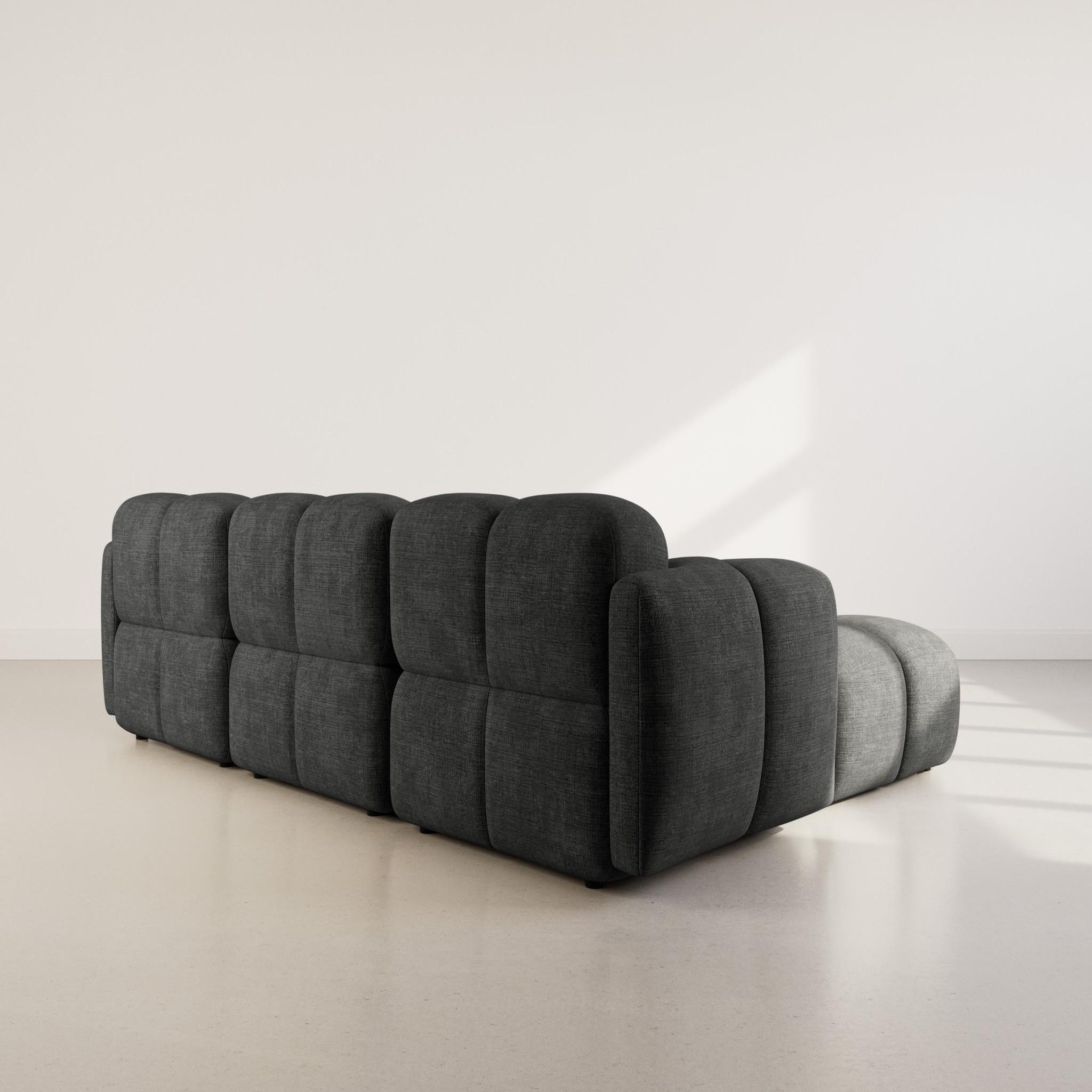 Voir la diapositive 5 : BEST MOBILIER Grace - canapé modulable d'angle réversible 4 places en velours texturé