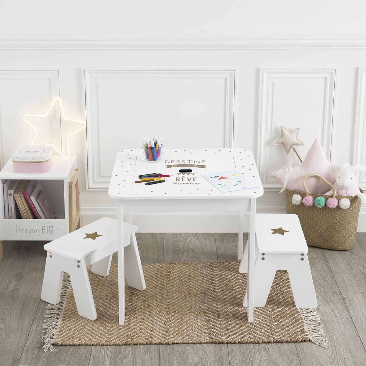 ATMOSPHERA Ensemble 1 table 2 tabourets enfant FUN