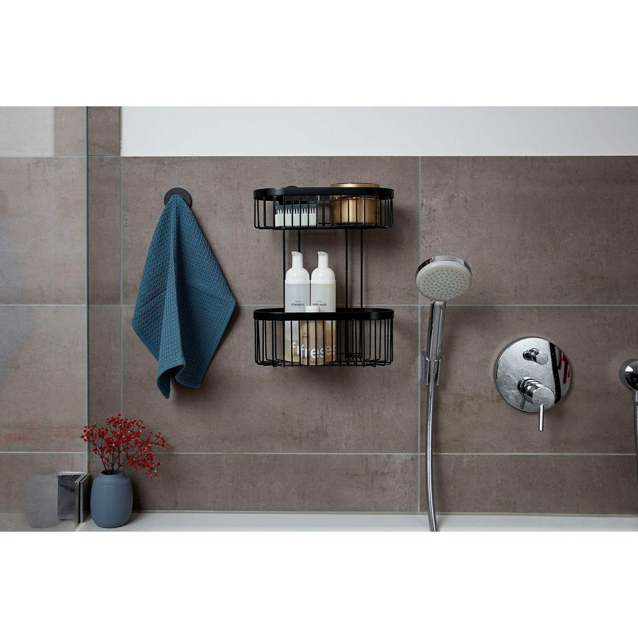 Voir la diapositive 5 : Wenko Etagère murale de douche indus classic - l. 26 x h. 33 cm - noir