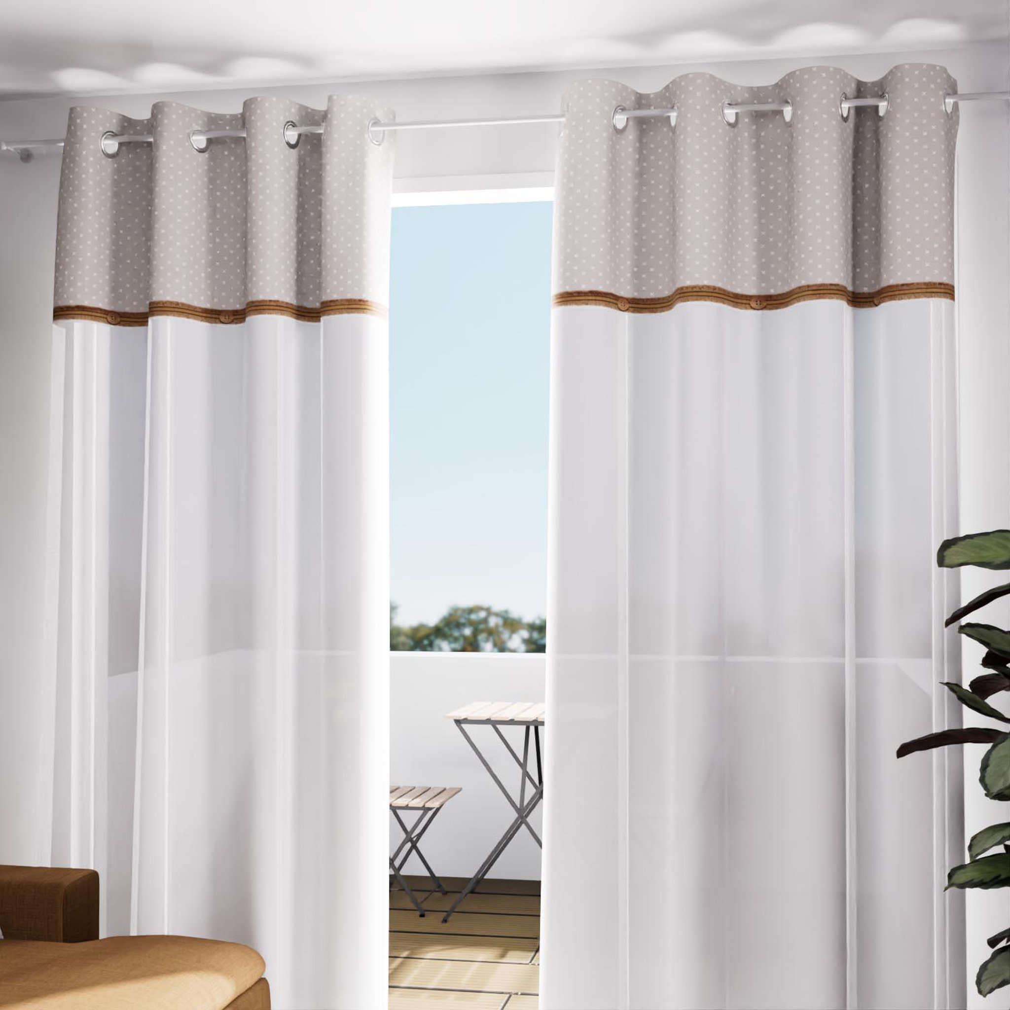 Voir la diapositive 2 : SOLEIL D'OCRE Voilage coton à oeillets 135x250 cm candice, par soleil d'ocre