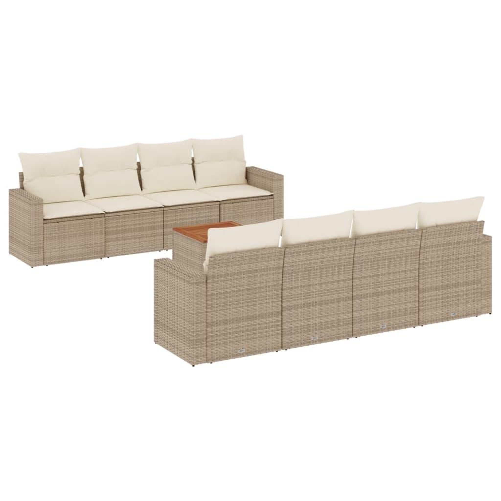 Voir la diapositive 2 : VIDAXL Salon de jardin avec coussins 9 pcs beige resine tressee