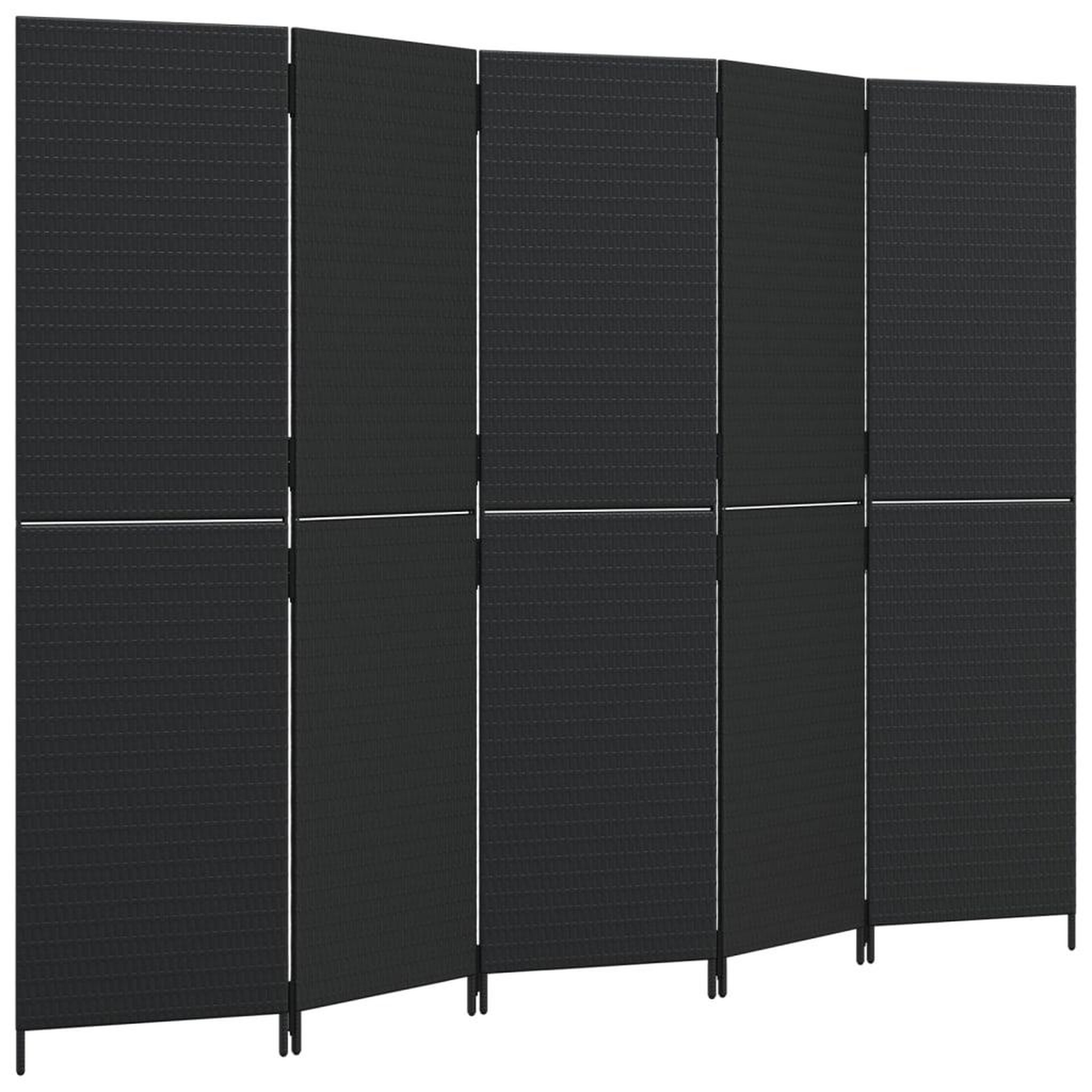 Voir la diapositive 2 : VIDAXL Cloison de separation 5 panneaux noir resine tressee