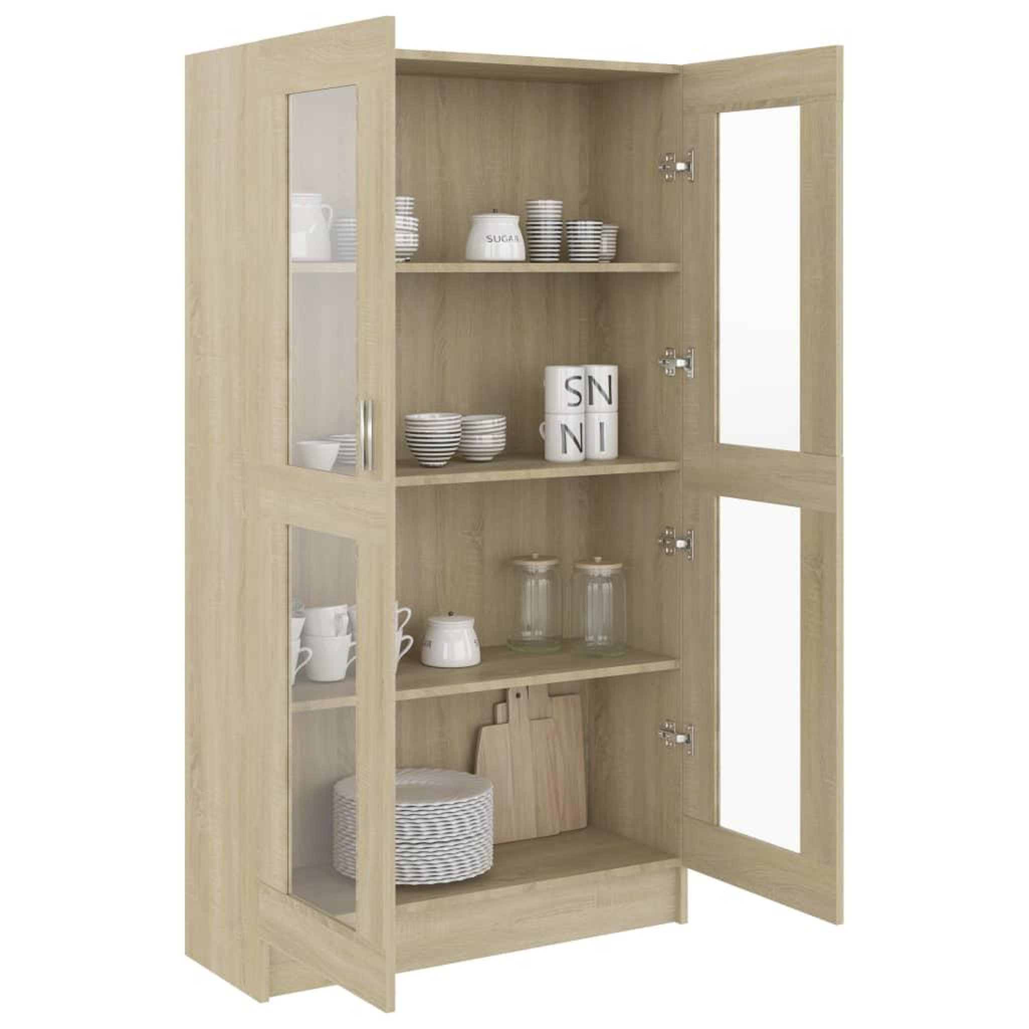 Voir la diapositive 4 : VIDAXL Armoire a vitrine Chene sonoma 82,5x30,5x150 cm Bois ingenierie