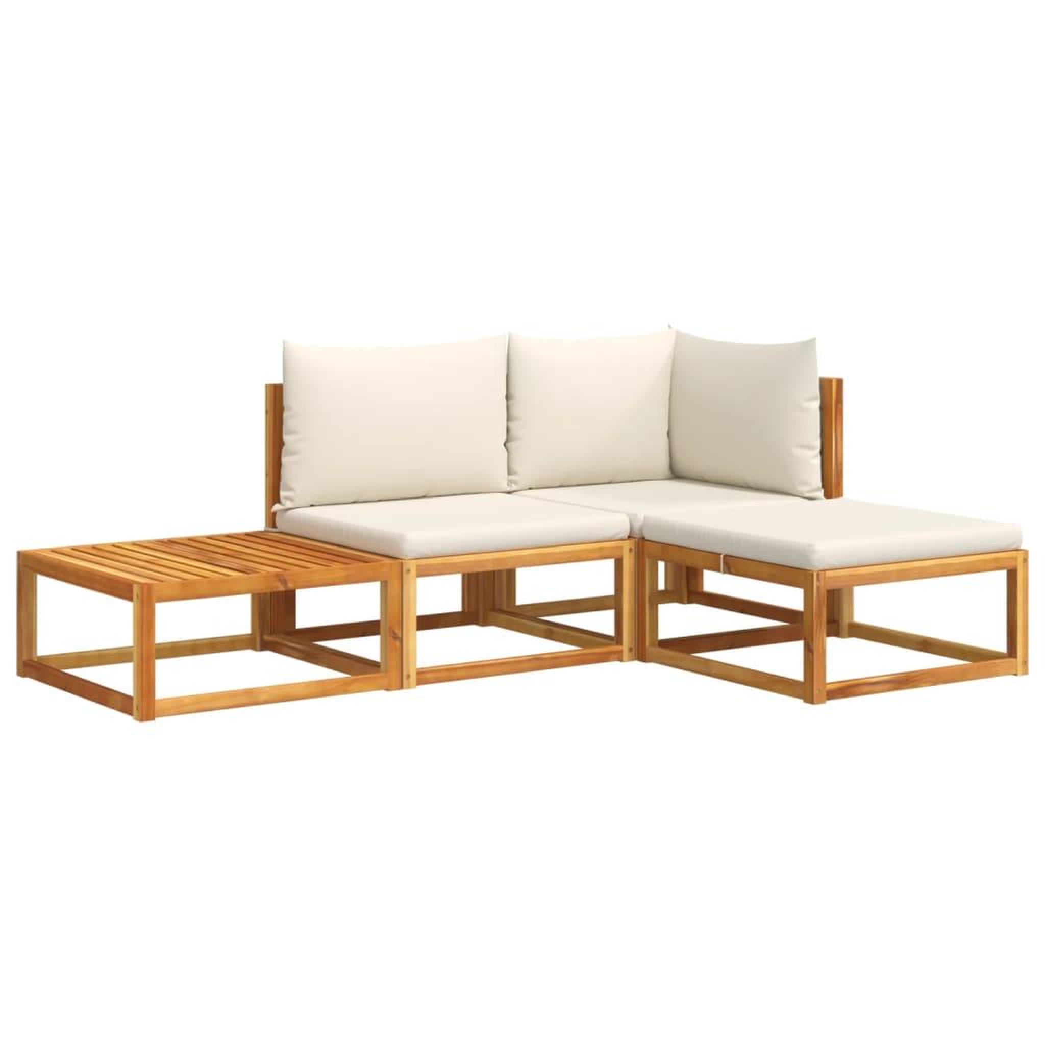 Voir la diapositive 2 : VIDAXL Salon de jardin avec coussins 4 pcs bois d'acacia massif