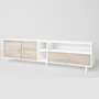 Voir la diapositive 4 : HOMIFAB Meuble TV 2 portes 1 tiroir effet bois et blanc 180 cm - Megan