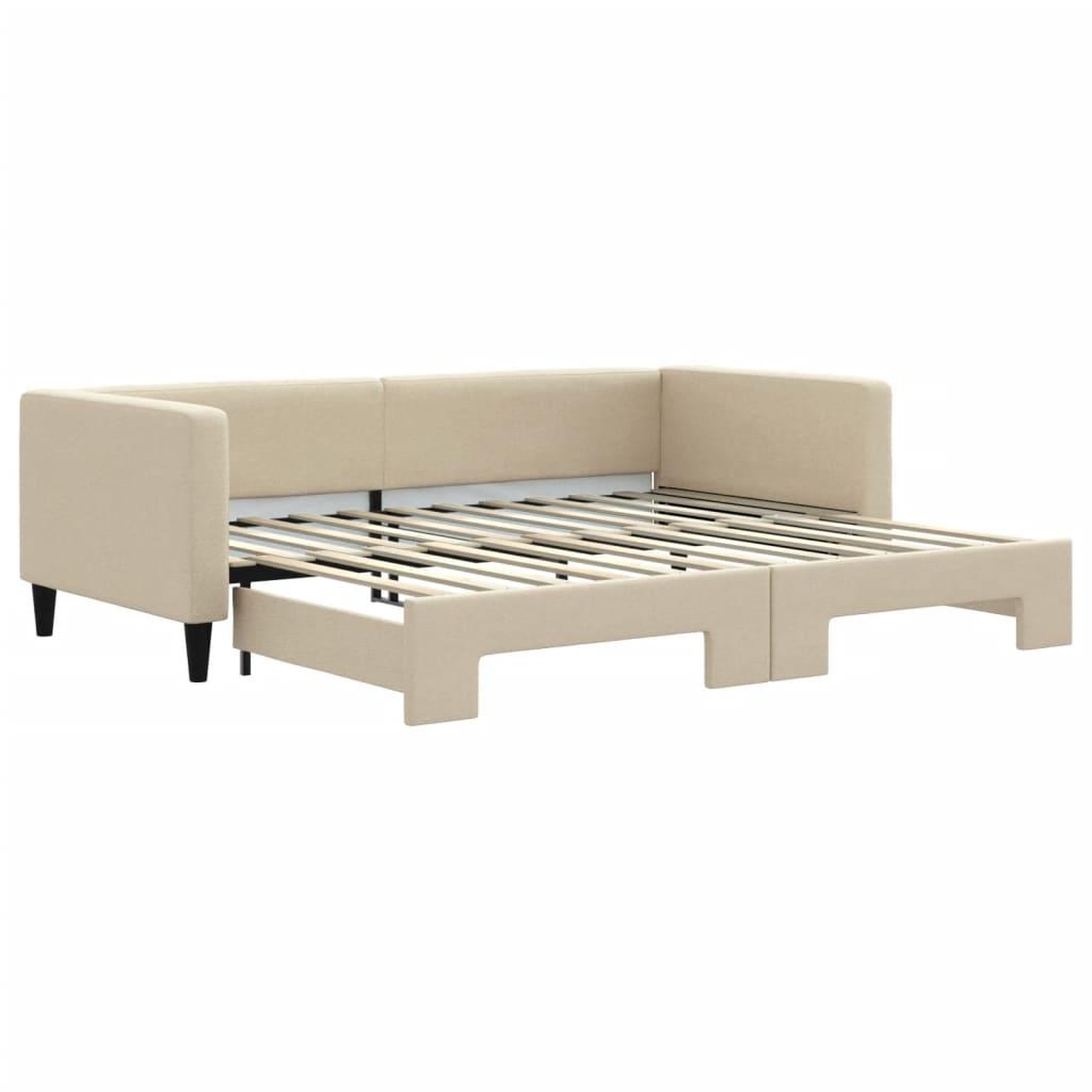 Voir la diapositive 2 : VIDAXL Lit de jour avec gigogne sans matelas creme 90x200 cm