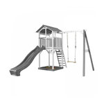 Axi House AXI Structure de jeu Beach Tower Blanc Gris avec 1 balancoire et toboggan Gris