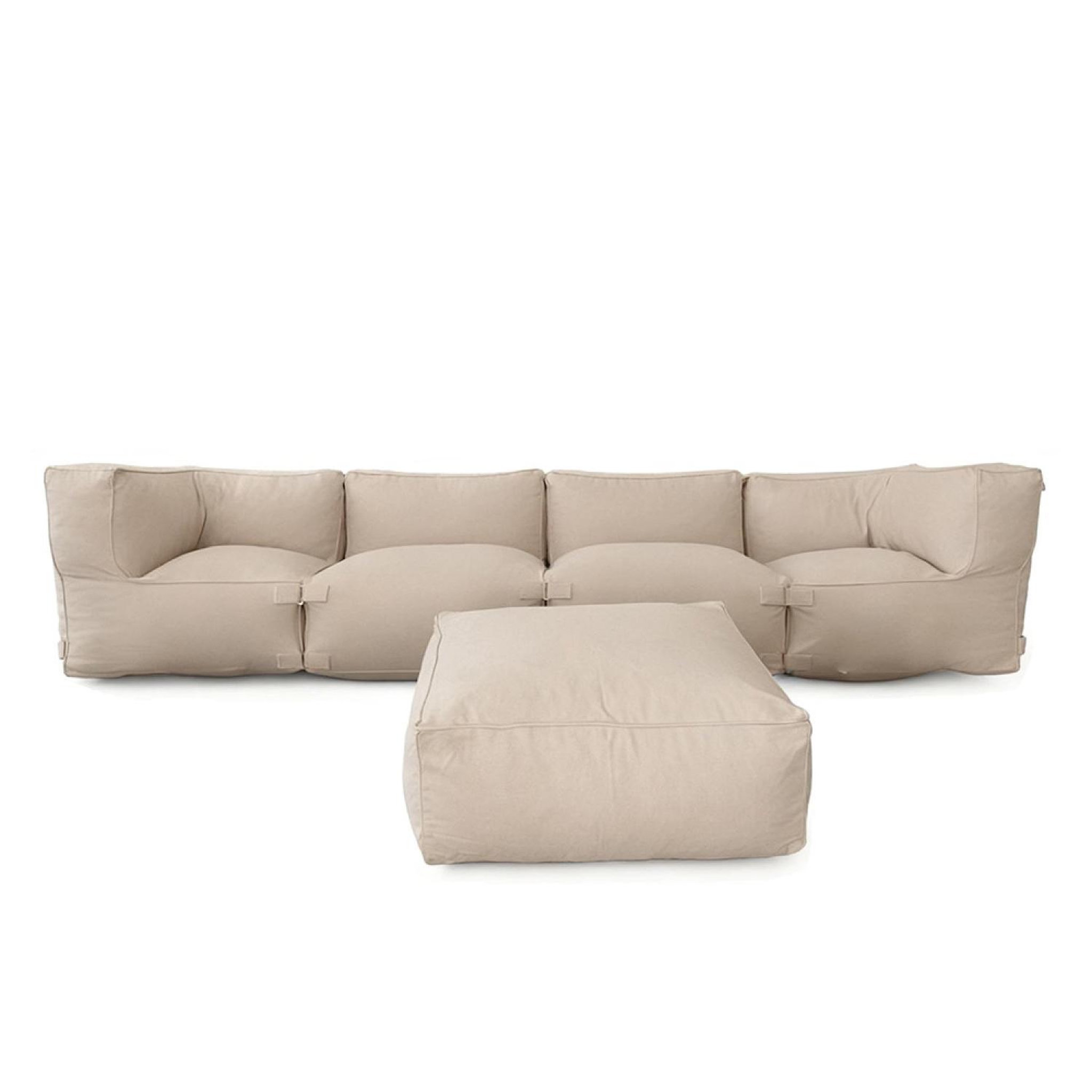 Voir la diapositive 6 : CONCEPT USINE Salon de jardin modulable 5 places beige en tissu déperlant praiano