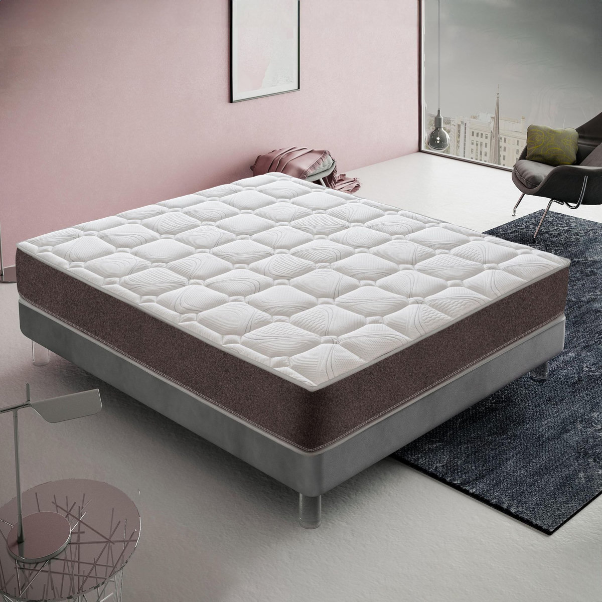 ILOVESLEEP Matelas Ressorts Ensachés 200x200 cm, HYBRID - Accueil Mémoire De Forme - Epaisseur 25 Cm