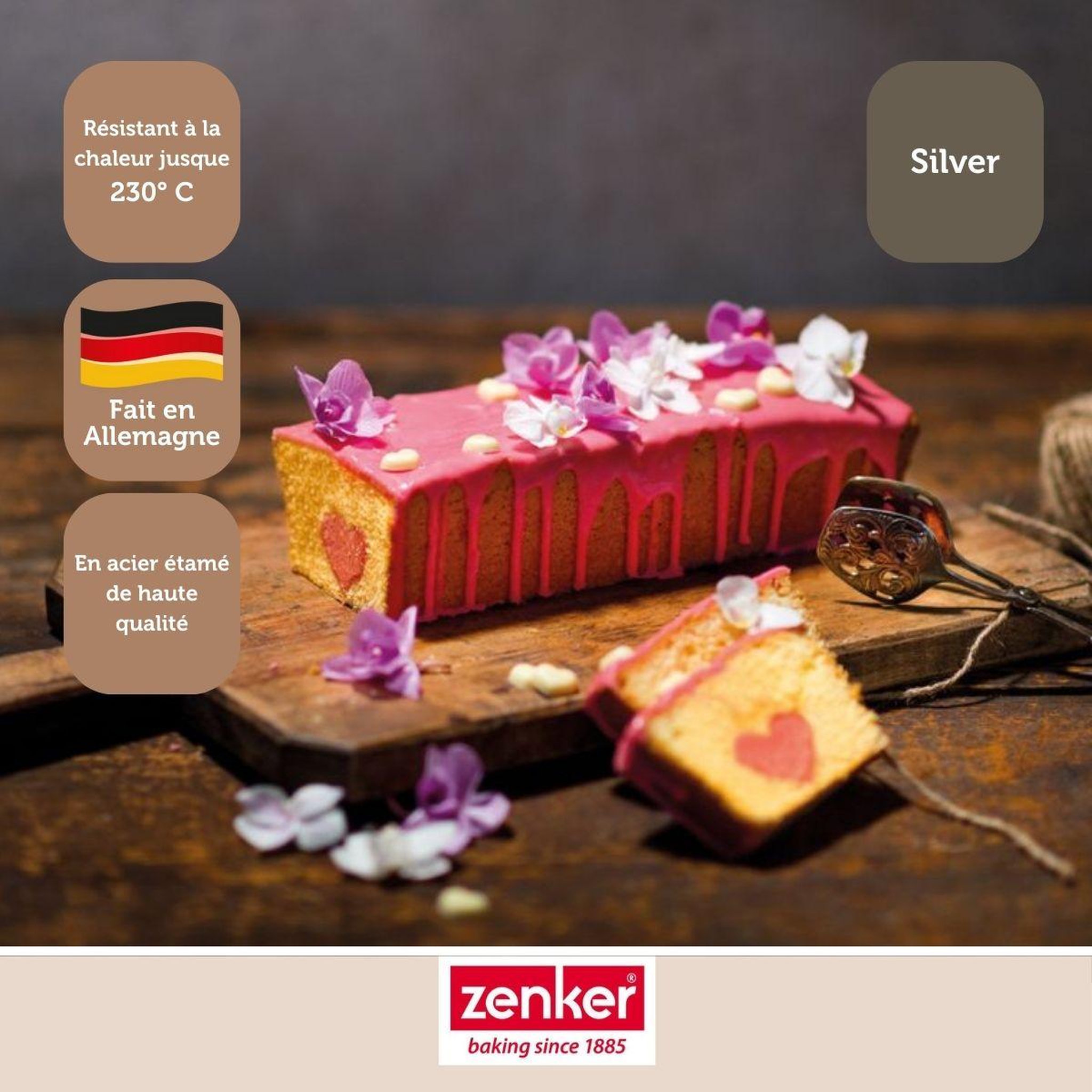 Voir la diapositive 6 : ZENKER Lot de 2 moules à cakes 25,5 x 11,2 cm zenker silver