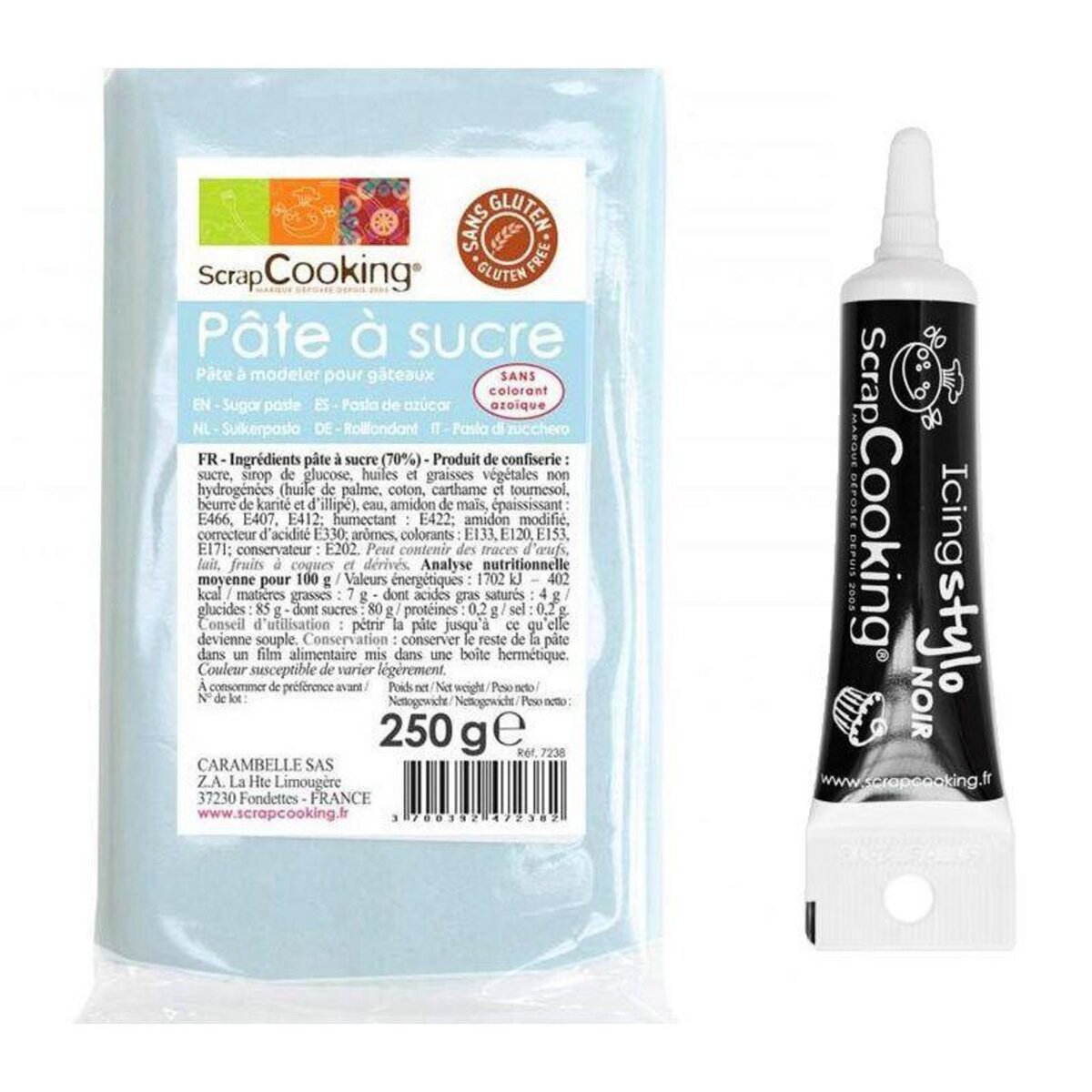 AUCHAN Pâte à sucre bleue 250g pas cher 