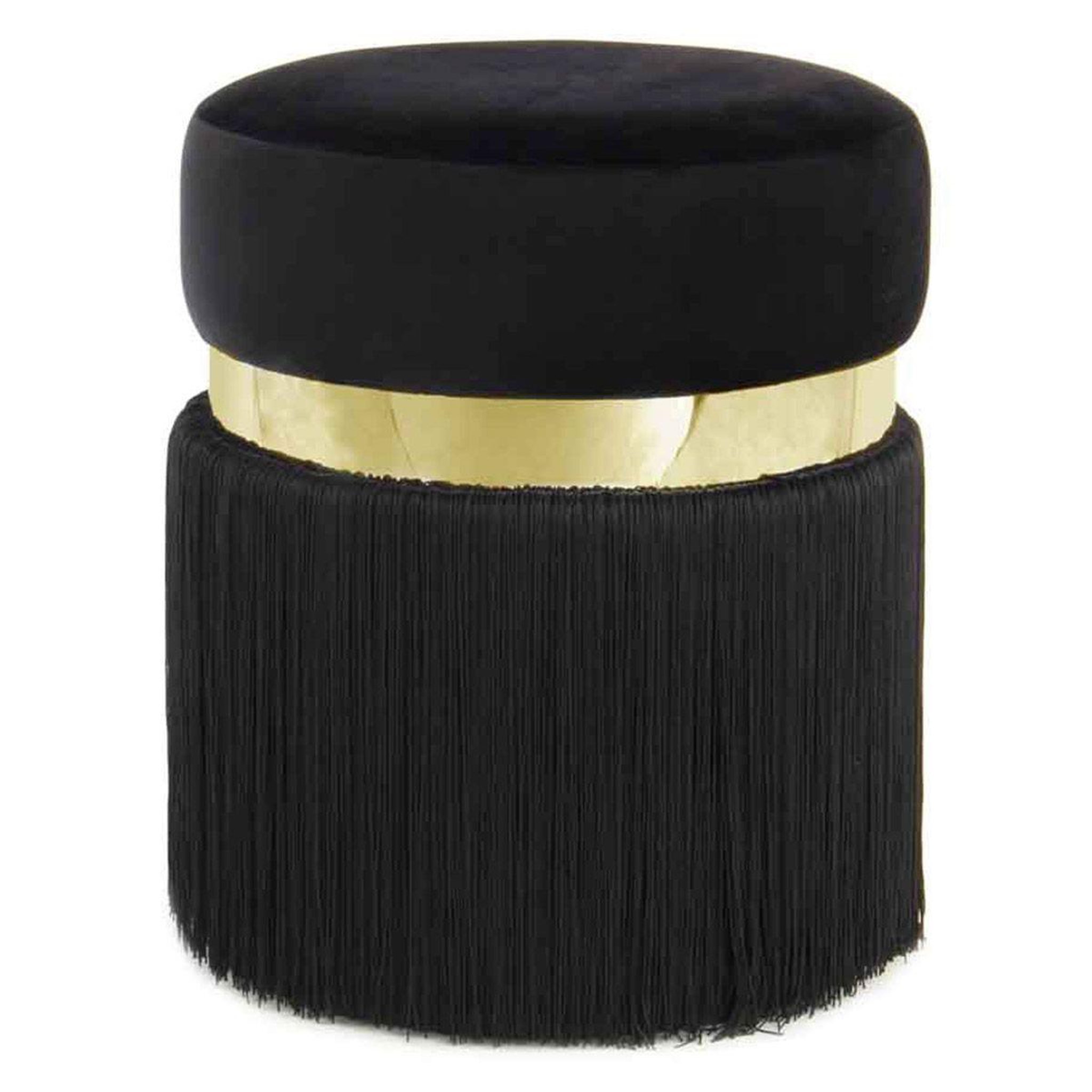 Voir la diapositive 1 : Paris Prix Pouf rond bicolore  rebecca  45cm noir & or