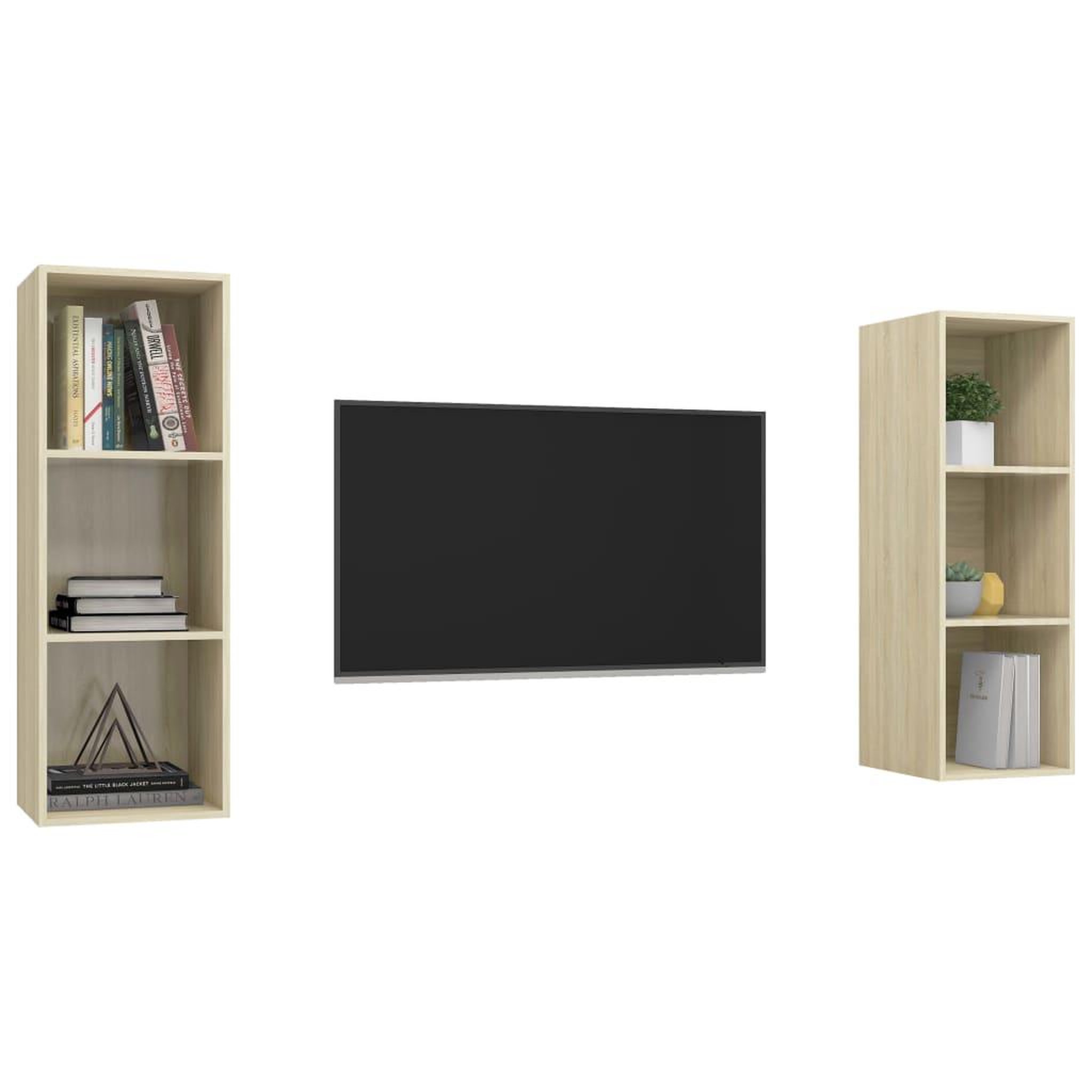 Voir la diapositive 3 : VIDAXL Meubles TV muraux 2 pcs Chene sonoma Bois d'ingenierie