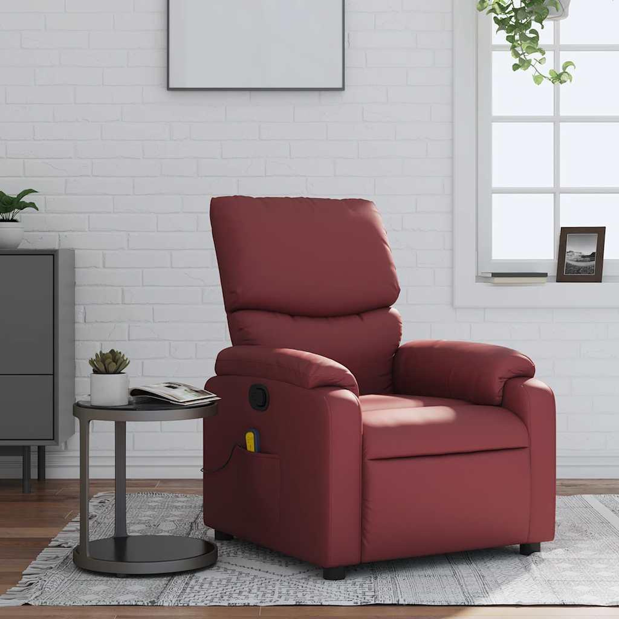 VIDAXL Fauteuil de massage inclinable Rouge bordeaux Similicuir