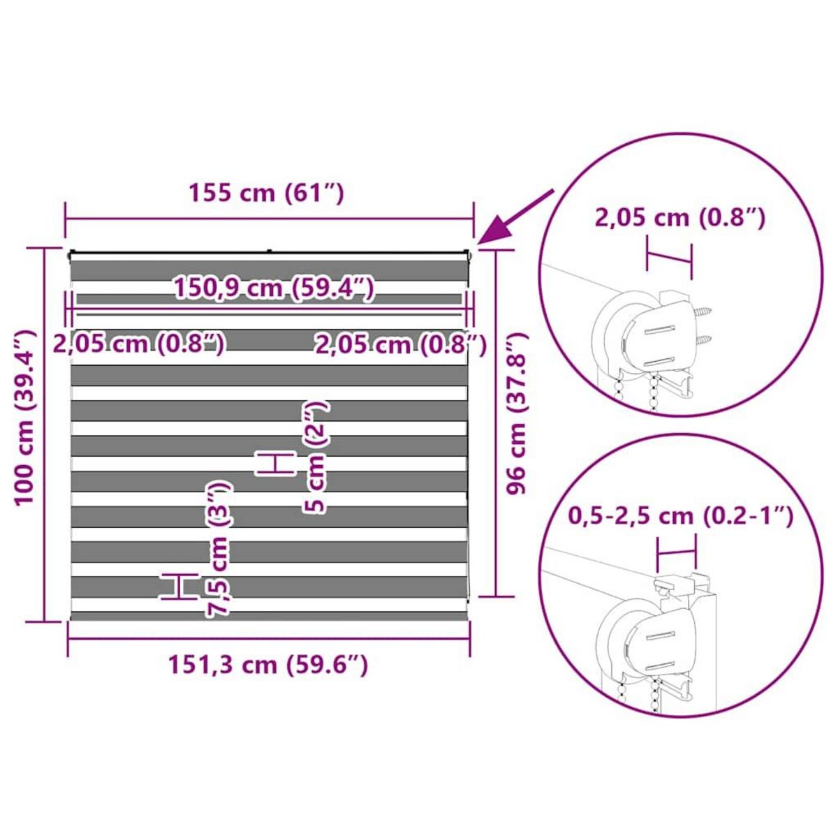 VIDAXL Store zebre marron sable largeur du tissu 150,9 cm polyester