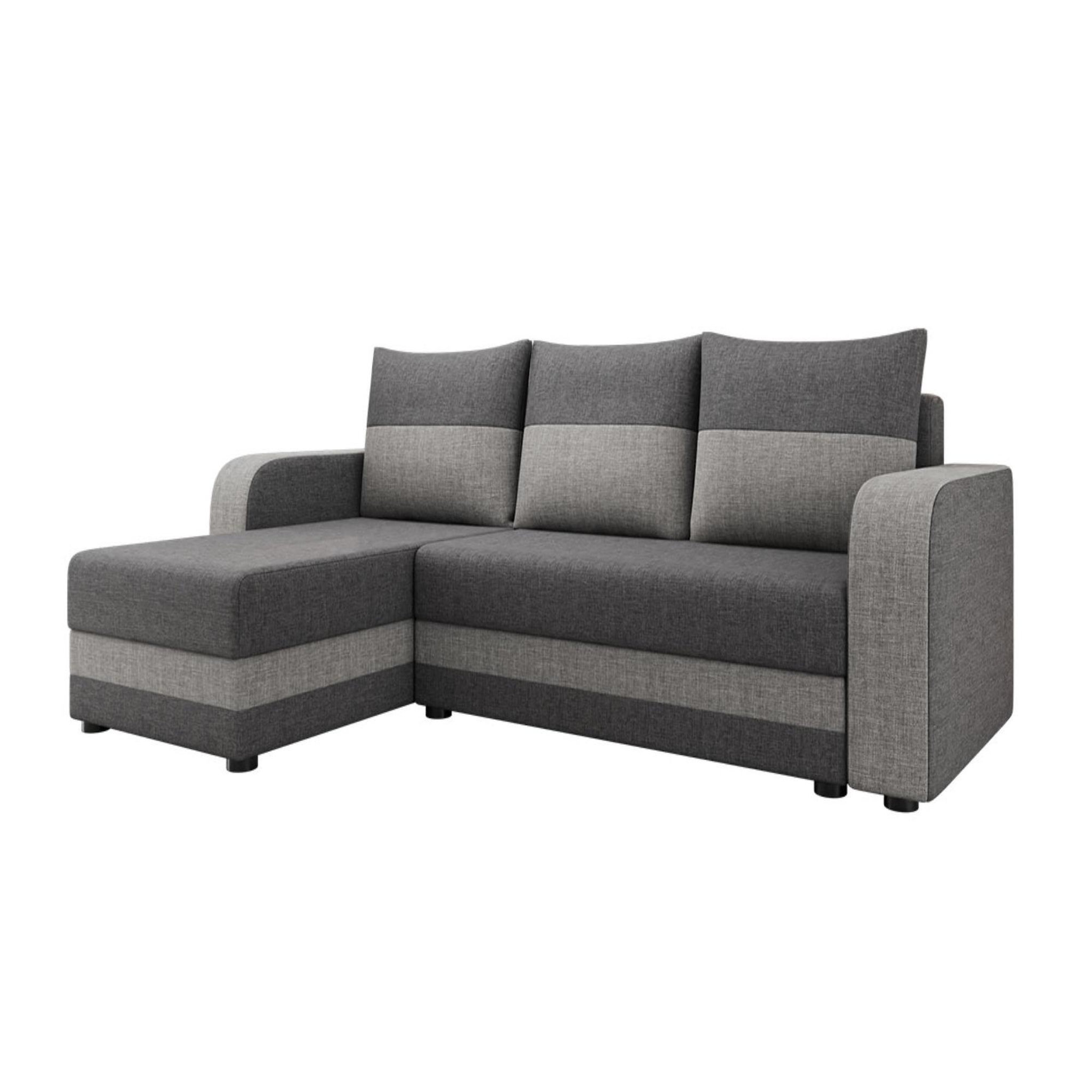 Voir la diapositive 2 : BEST MOBILIER Harvey - canapé d'angle réversible 4 places convertible avec coffre en tissu bicolore