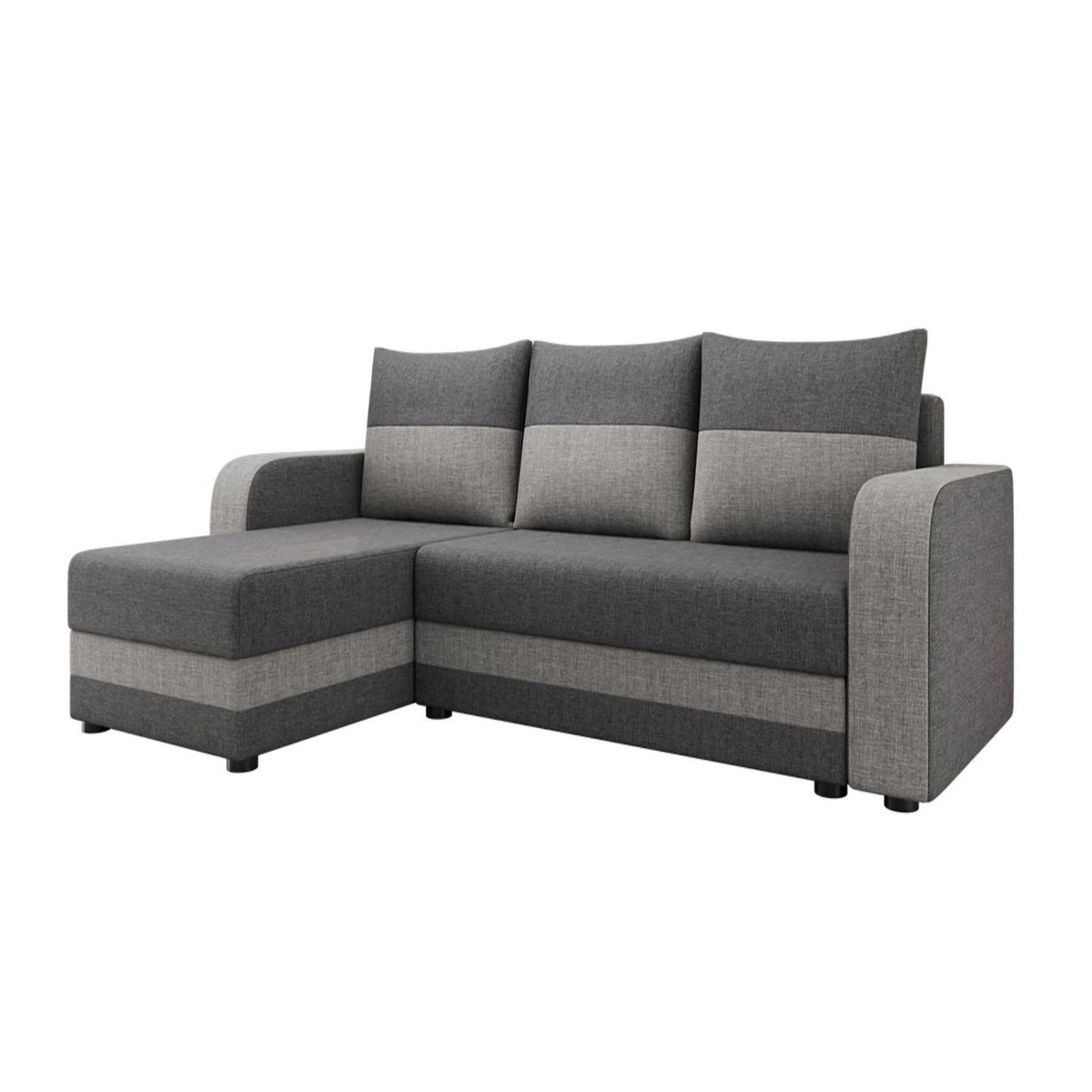 BEST MOBILIER Harvey - canapé d'angle réversible 4 places convertible avec coffre en tissu bicolore