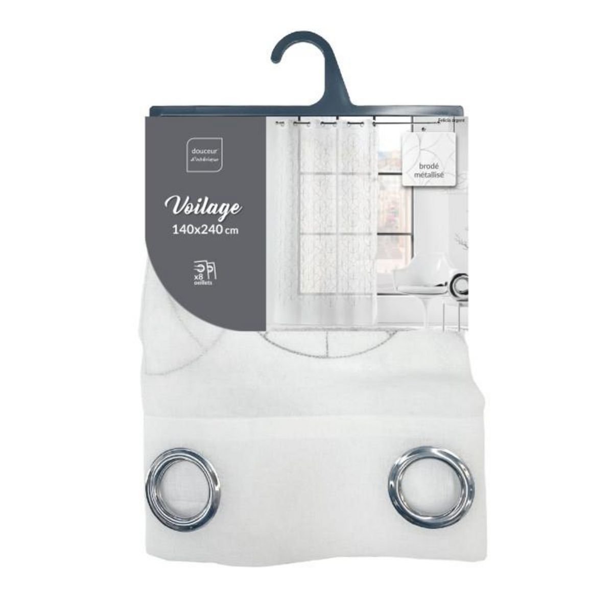 Paris Prix Rideau Voilage à Œillets  Felicia  140x240cm Argent