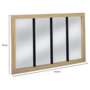 Voir la diapositive 5 : ID MARKET Miroir verrière atelier 4 bandes cadre bois design industriel 110x70 cm