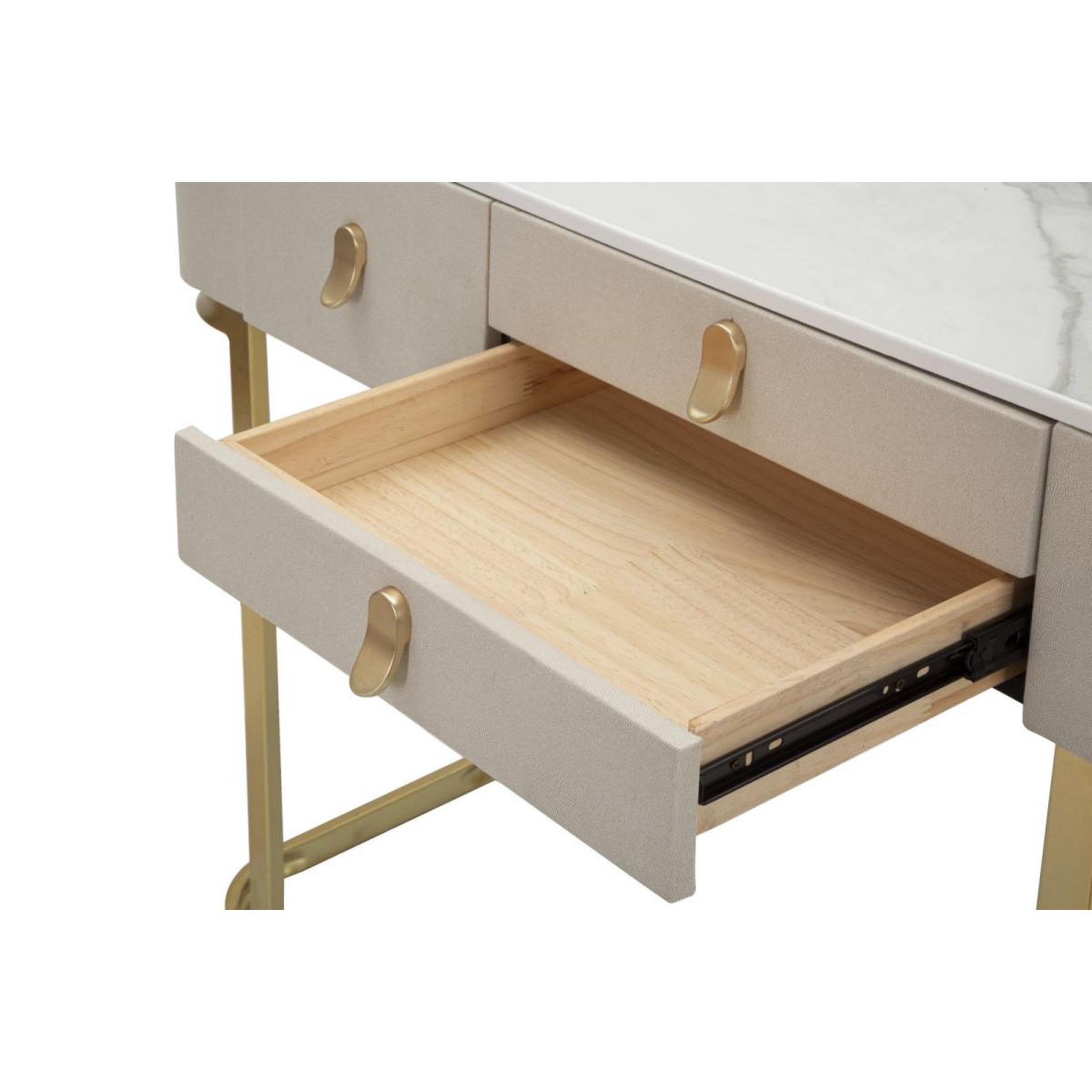Voir la diapositive 4 : Paris Prix Console Effet Marbre  Beauty  100cm Crème & Or
