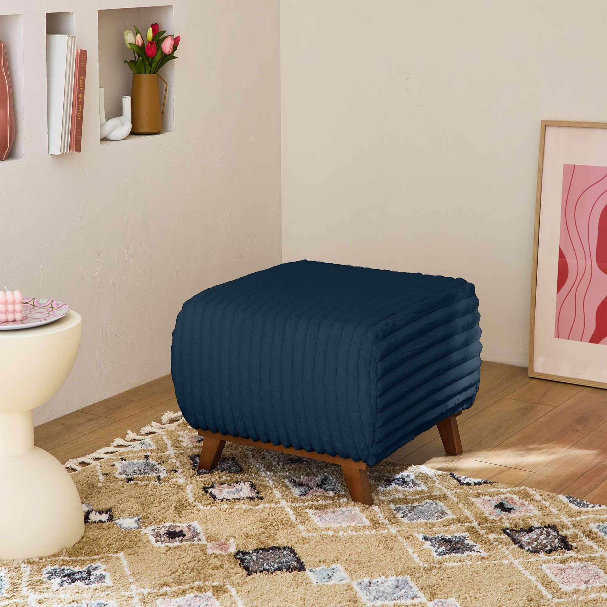 Voir la diapositive 5 : BEST MOBILIER Cristal - pouf modulable - 65 cm - en fausse fourrure côtelée