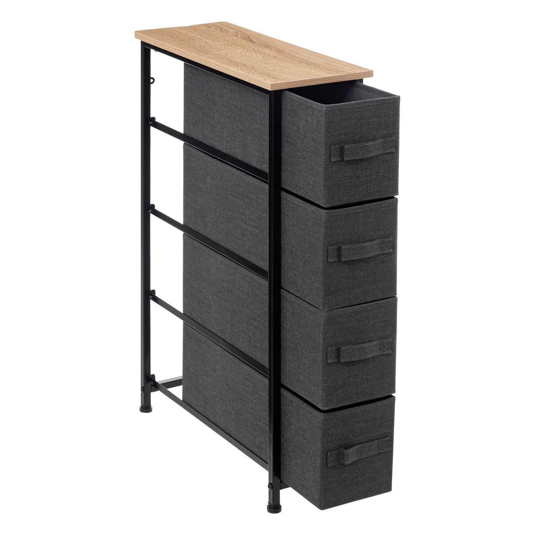 Voir la diapositive 2 : FIVE Rangement 4 tiroirs tissu - gris foncé