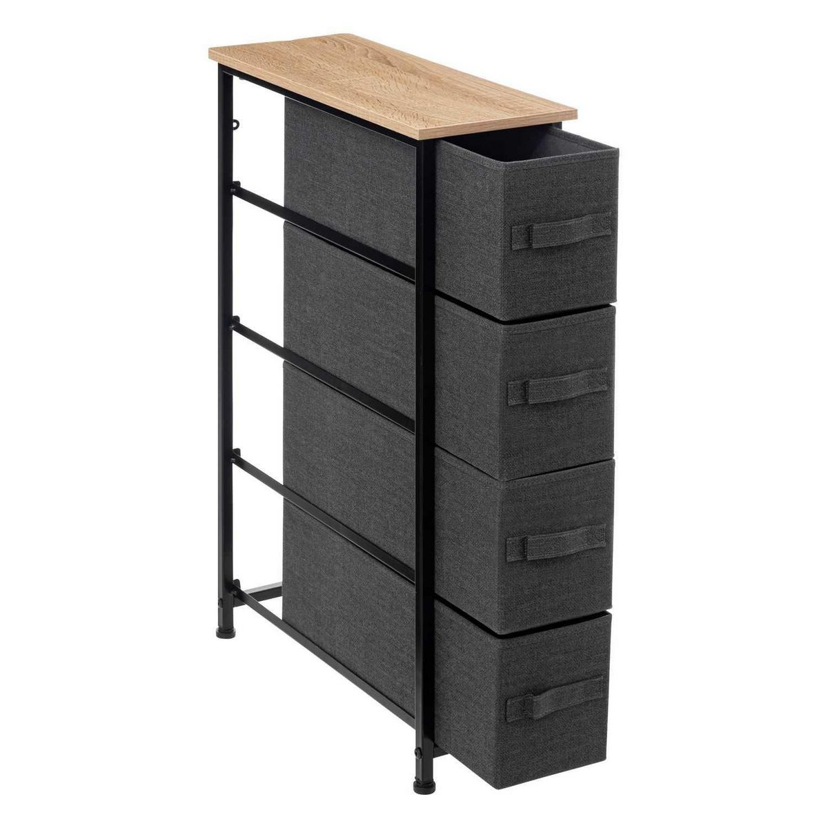 FIVE Rangement 4 tiroirs tissu - Gris foncé