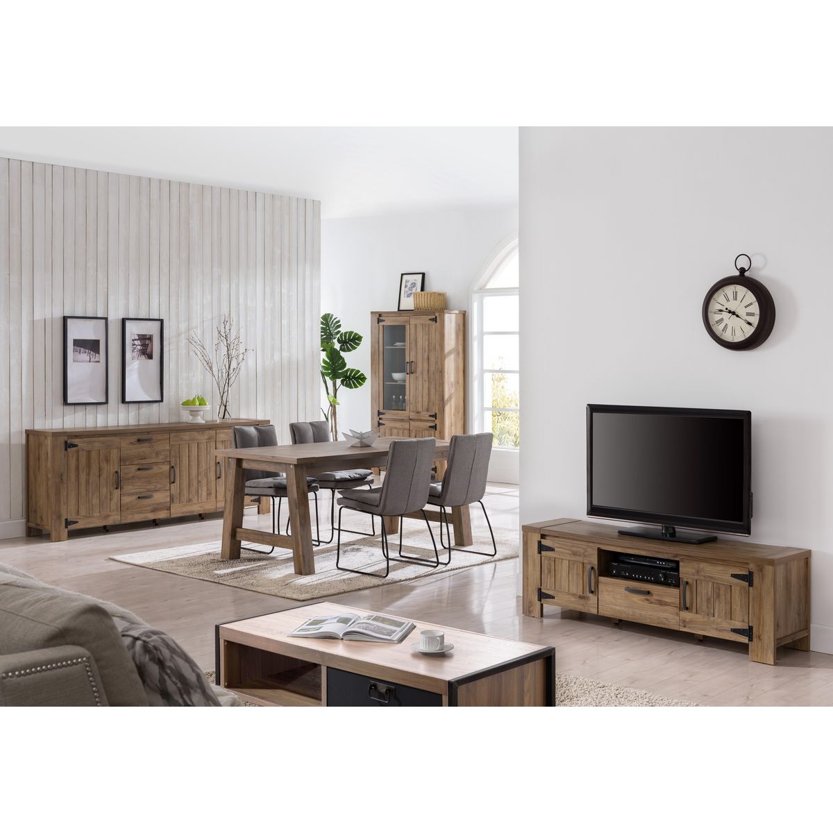 Buffet haut vitrine 4 portes L113cm LUCIEN