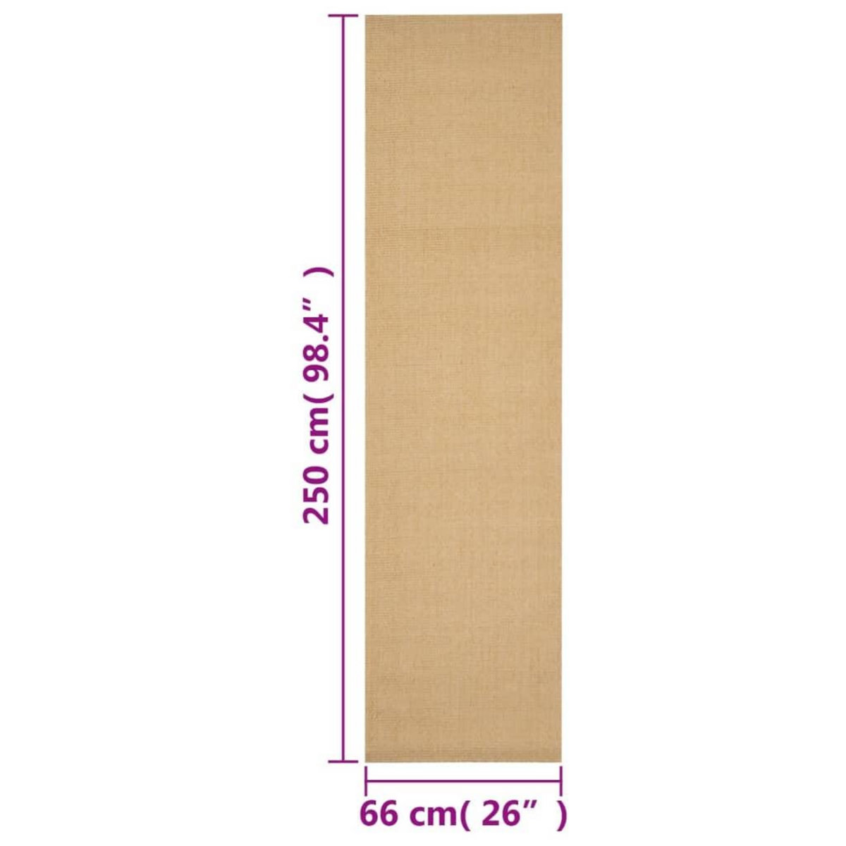 VIDAXL Tapis Sisal naturel 66x250 cm