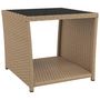 Voir la diapositive 2 : VIDAXL Table a the dessus en verre beige Resine tressee verre trempe