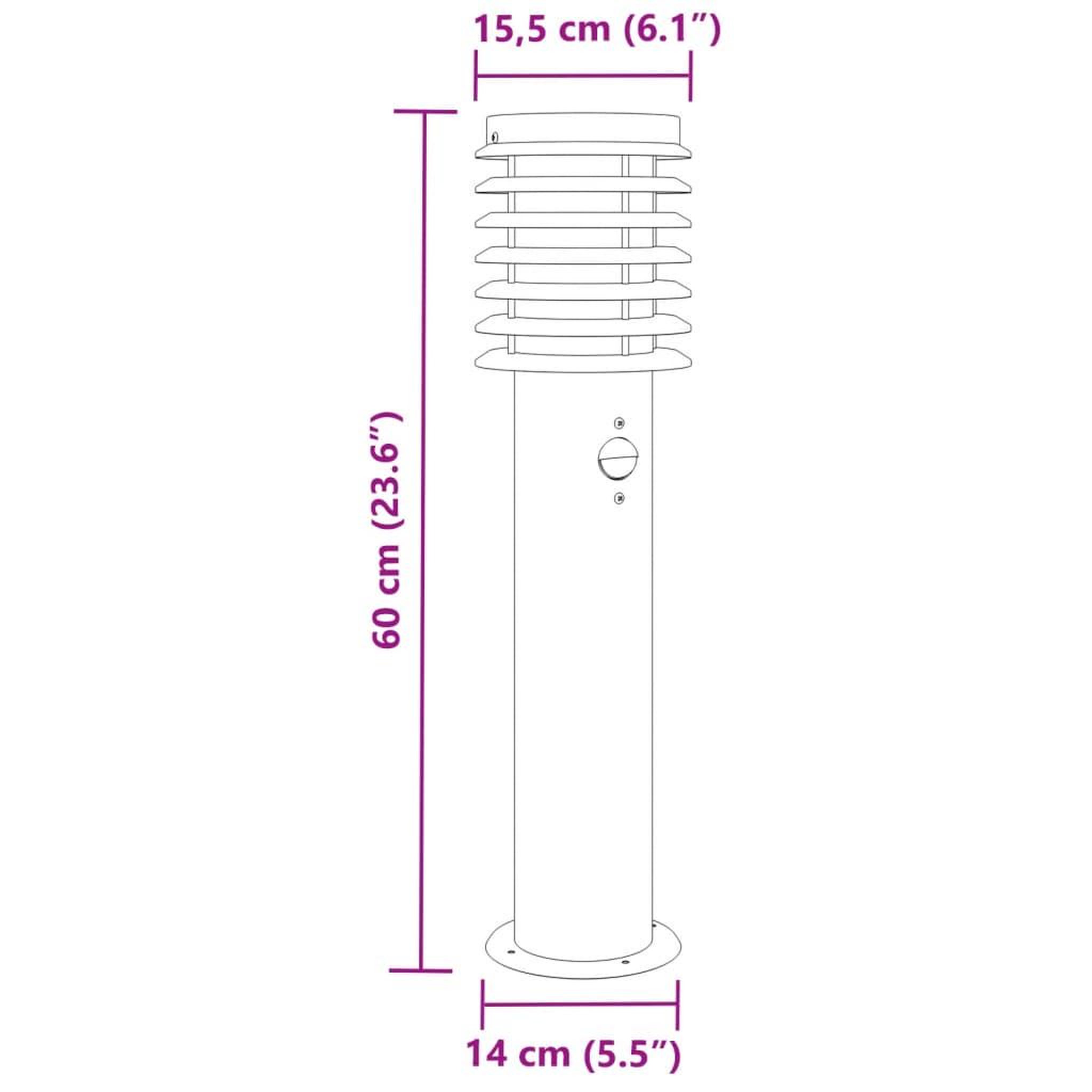 Voir la diapositive 6 : VIDAXL Lampadaire d'exterieur avec capteur argente acier inoxydable