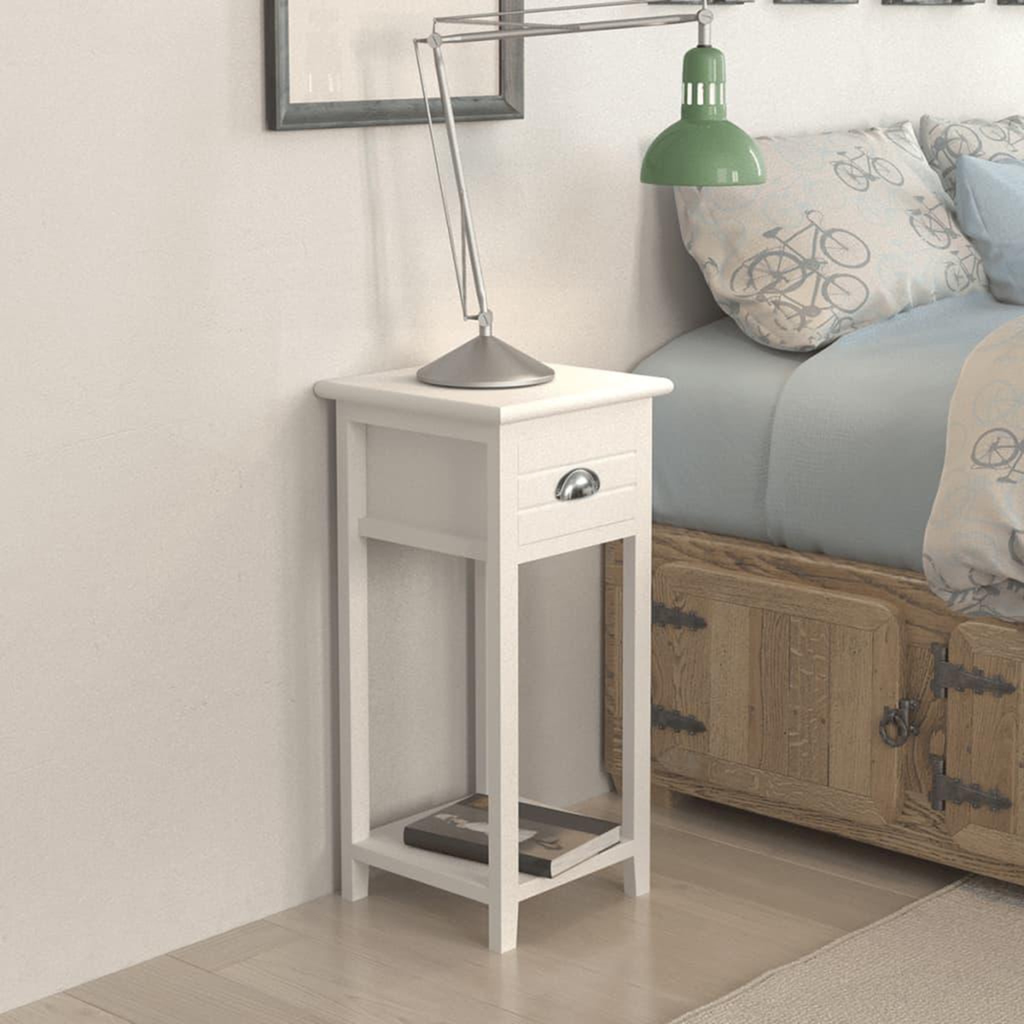 Voir la diapositive 2 : VIDAXL Table de chevet avec 1 tiroir Blanc