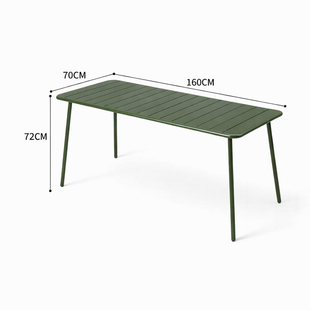 CONCEPT USINE Ensemble table de jardin 160 cm et 6 chaises vert BERGAME