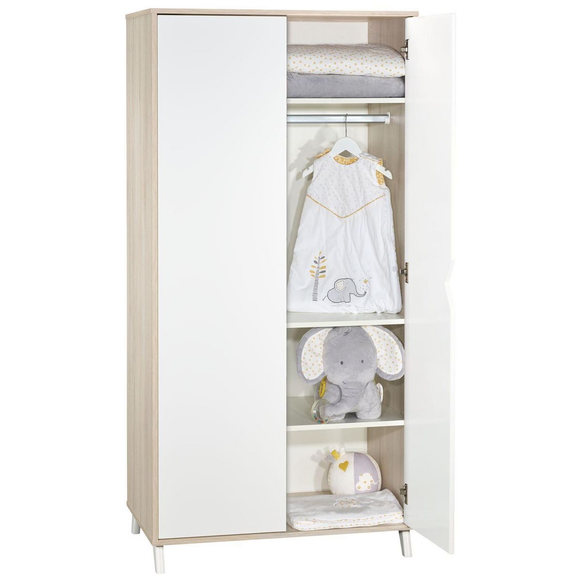 BABY PRICE Armoire bébé 2 portes SCANDI, coloris naturel 