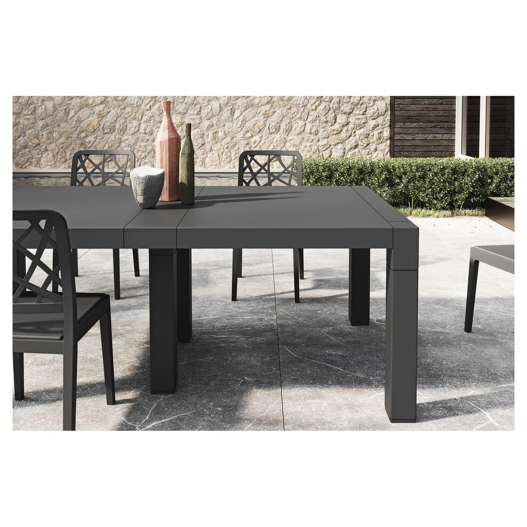 Voir la diapositive 3 : ARETA Table de jardin avec rallonge - 6/8 places - Résine - Gris - VULCANO