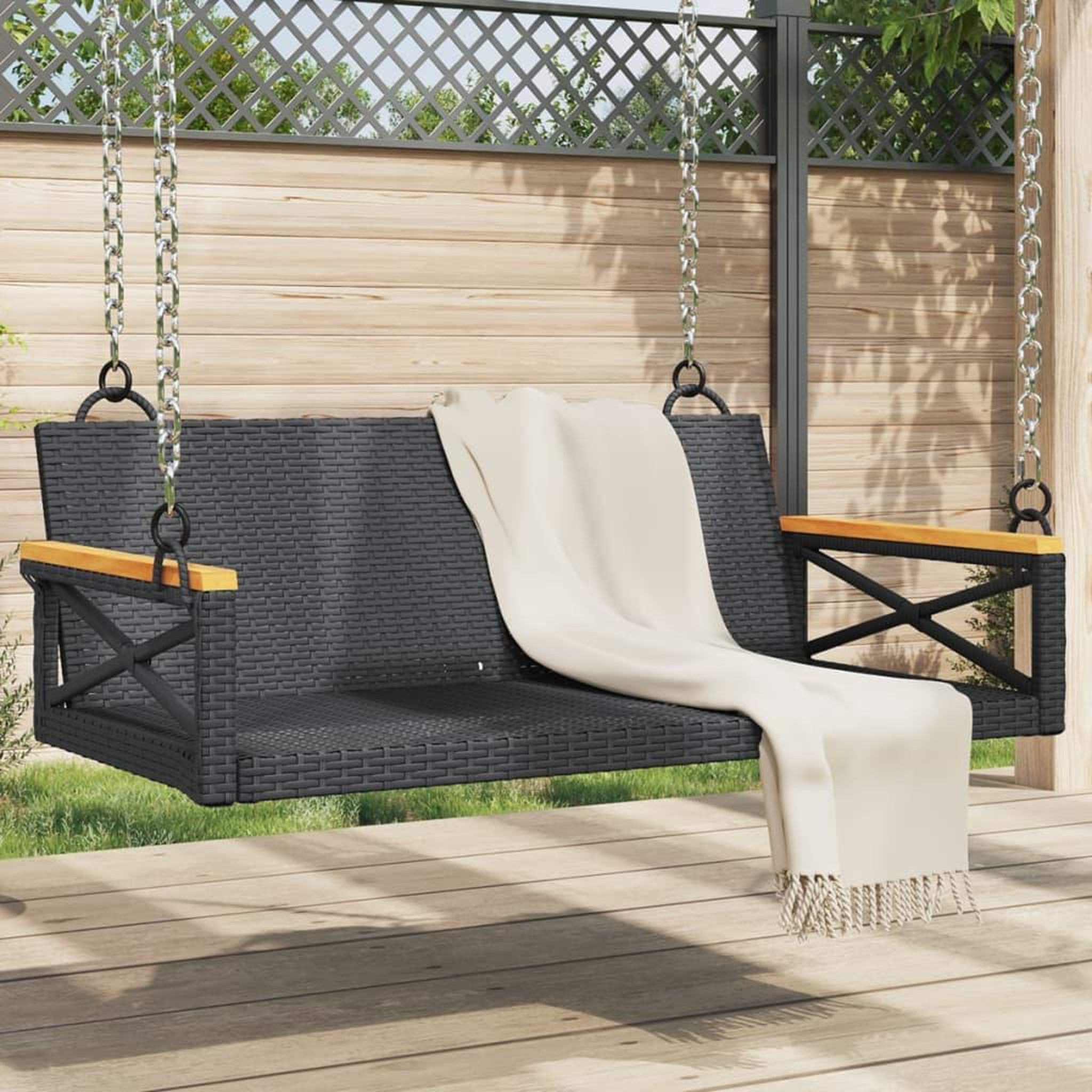 VIDAXL Balancelle noir 109x62x40 cm resine tressee