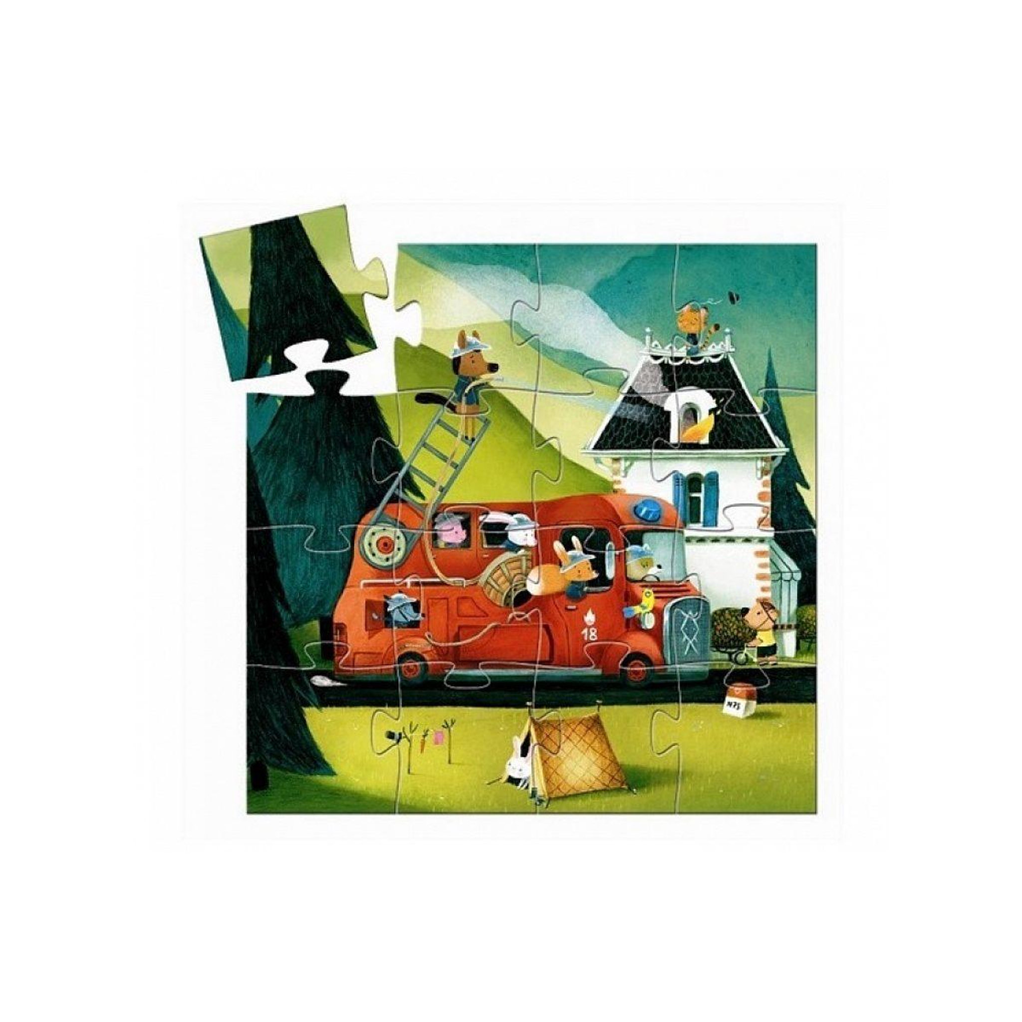 Djeco Puzzle le camion de pompier 16p