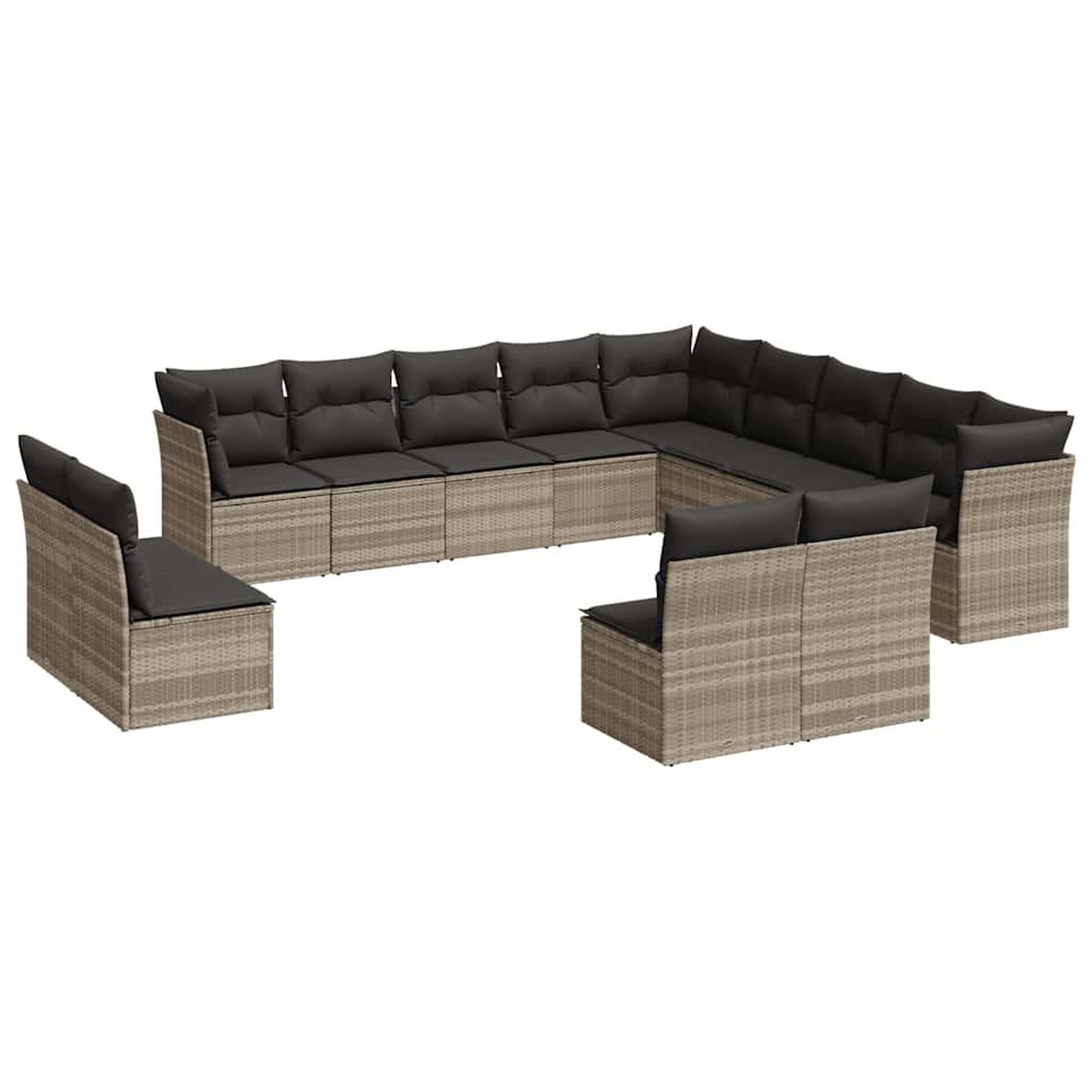 Voir la diapositive 2 : VIDAXL Salon de jardin avec coussins 13 pcs gris clair resine tressee