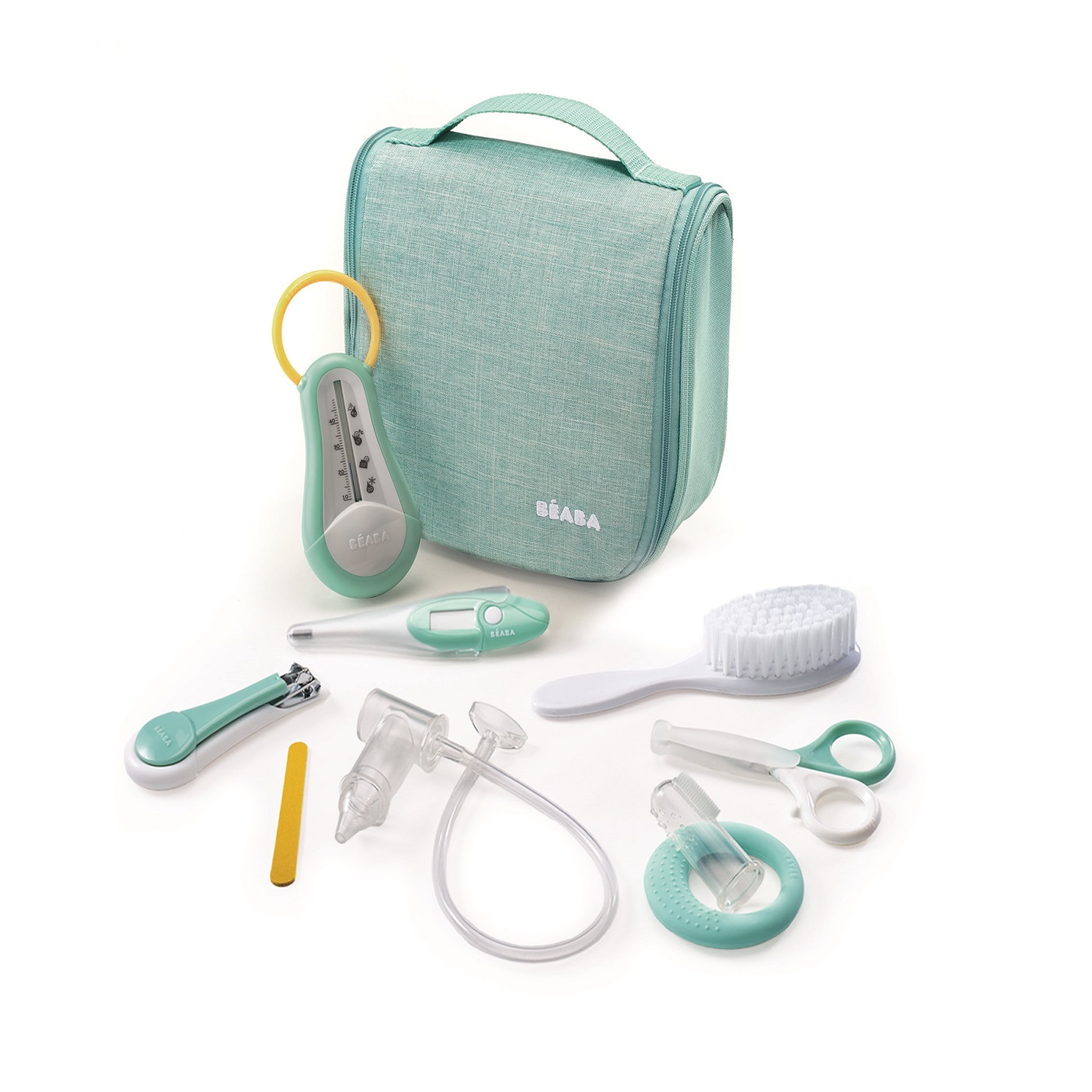 Voir la diapositive 1 : BEABA Trousse de toilette nomade 9 accessoires vert d'eau